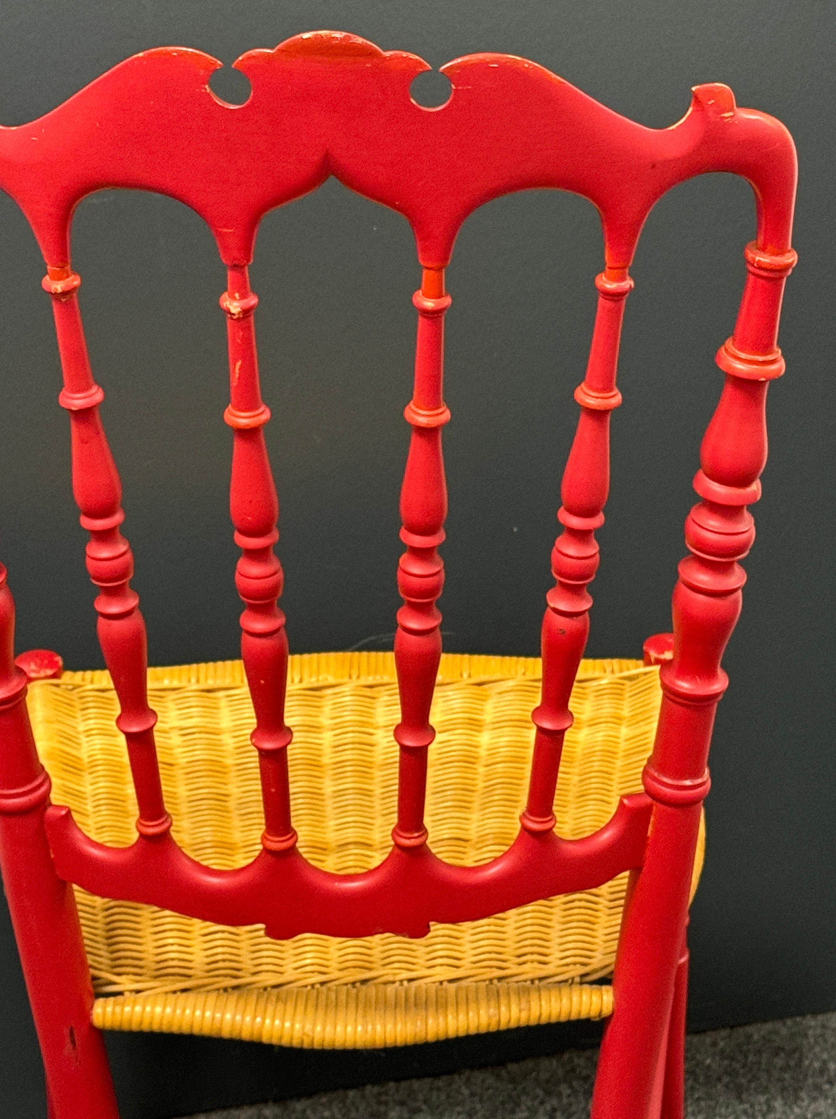 Bellissima sedia in legno di Chiavari con seduta in vimini, attribuita a Rocca, Italia, anni '50 in vendita 8