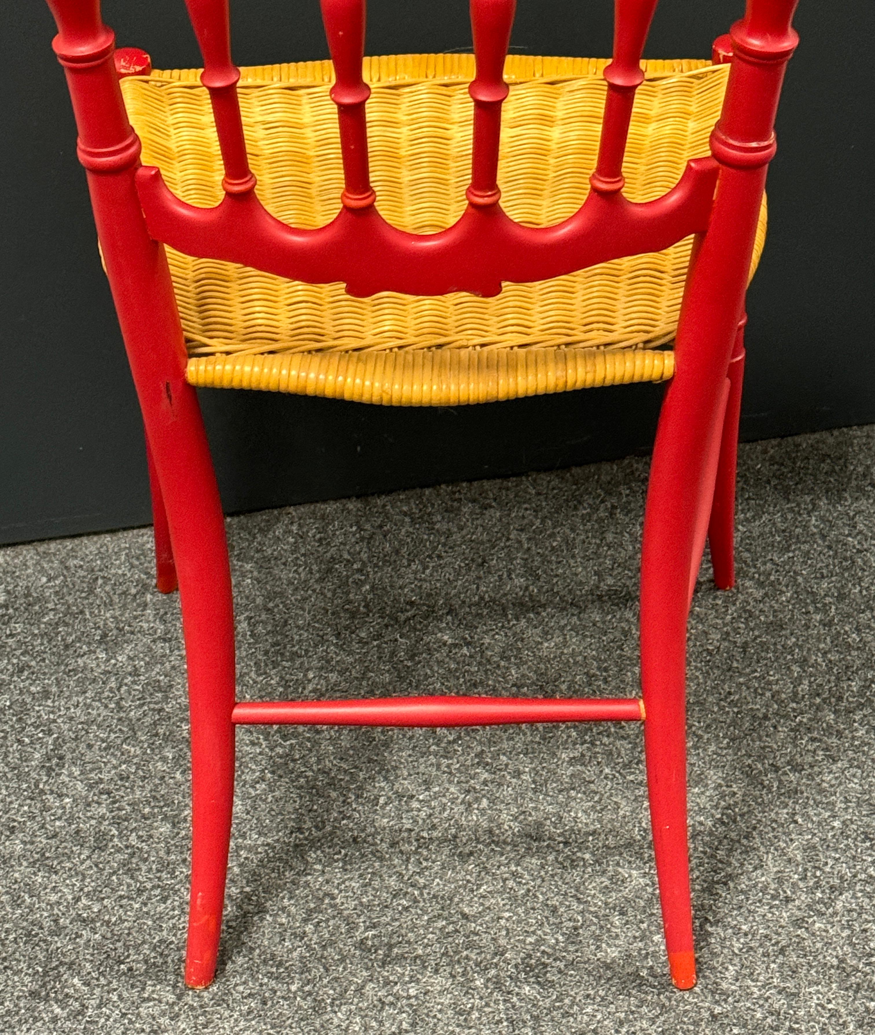 Bellissima sedia in legno di Chiavari con seduta in vimini, attribuita a Rocca, Italia, anni '50 in vendita 9