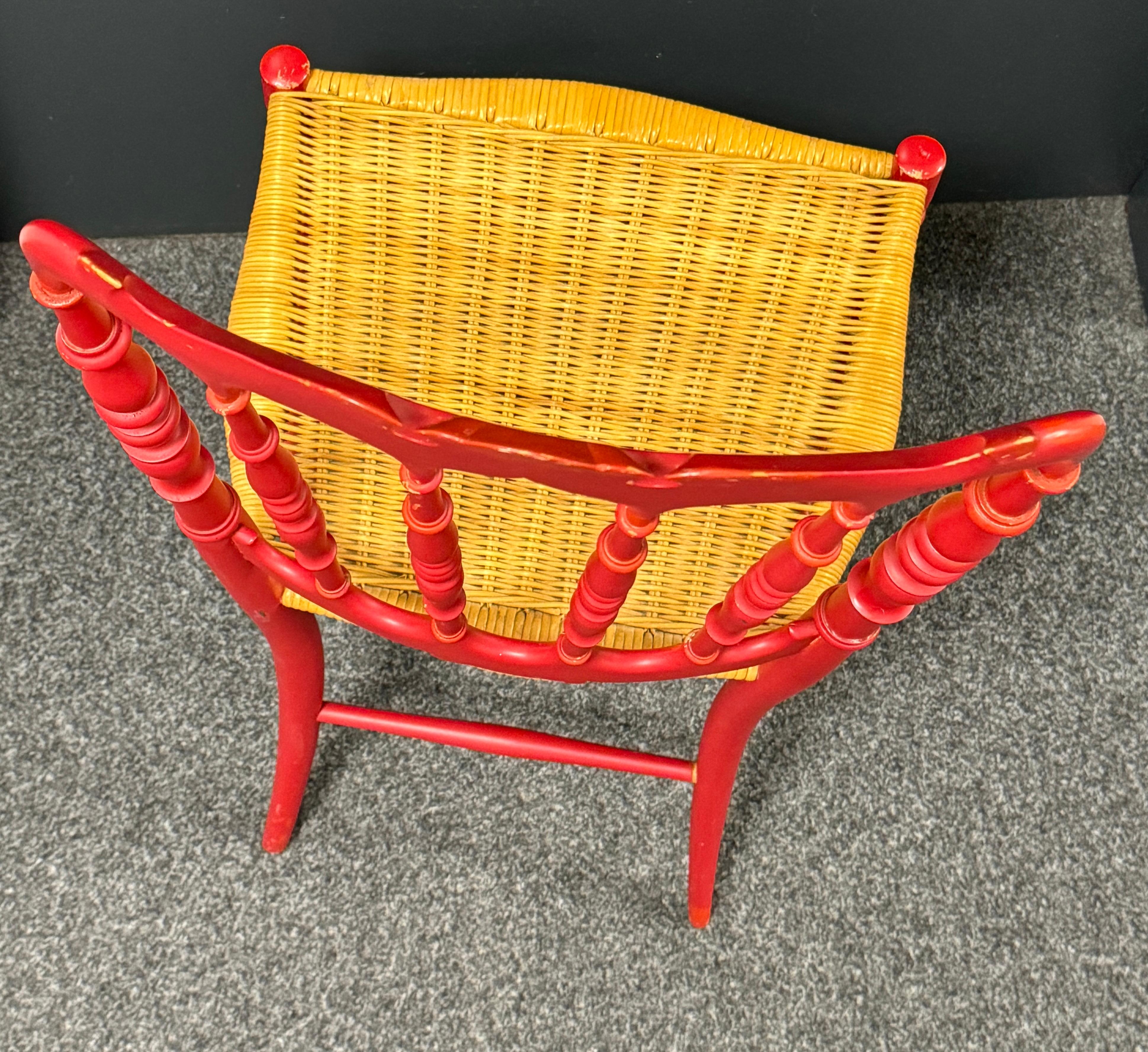 Bellissima sedia in legno di Chiavari con seduta in vimini, attribuita a Rocca, Italia, anni '50 in vendita 10