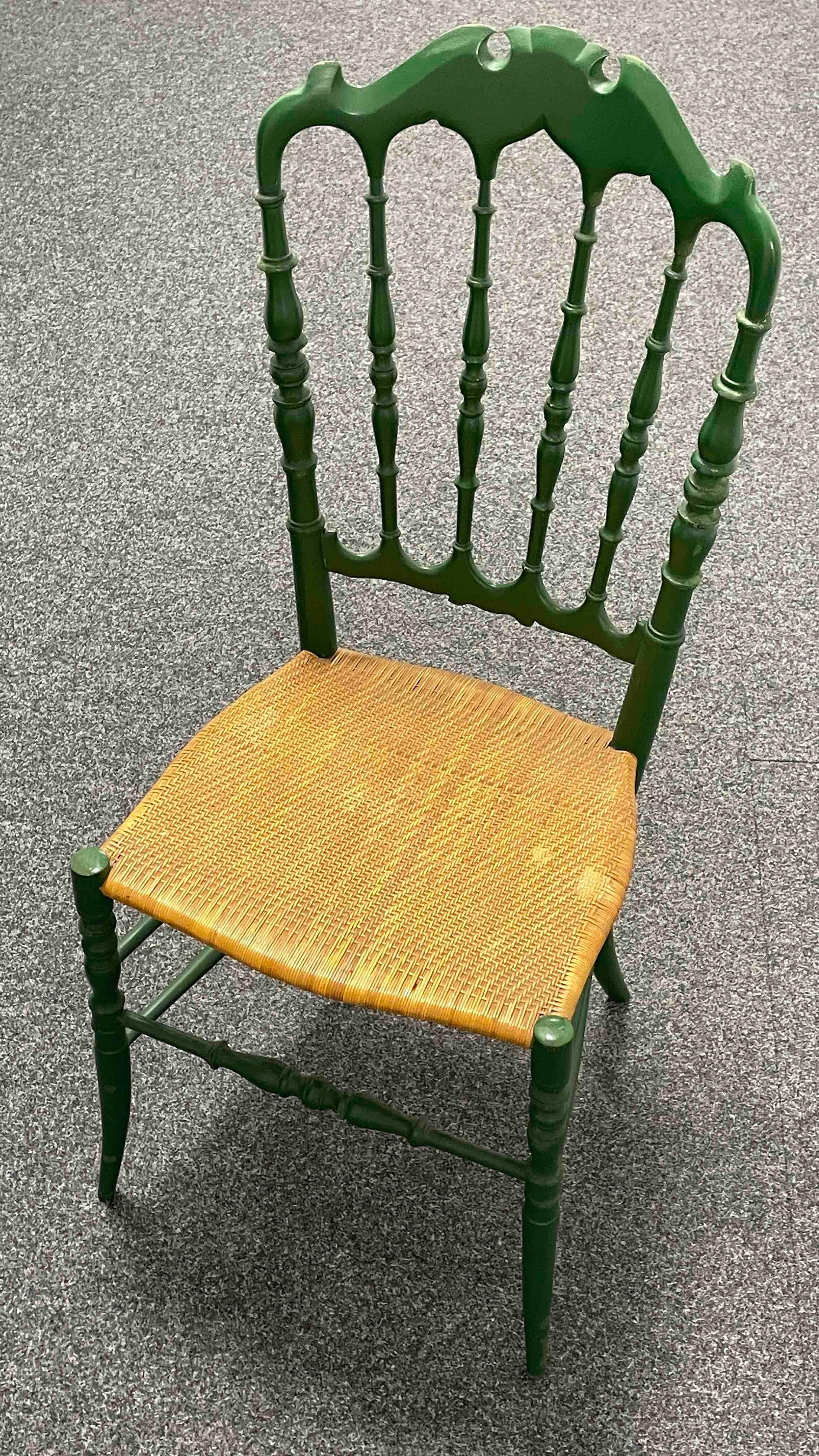 Beautiful Chiavari Wooden Chair Wicker Seat, Made by Rocca, Italy, 1950s 6