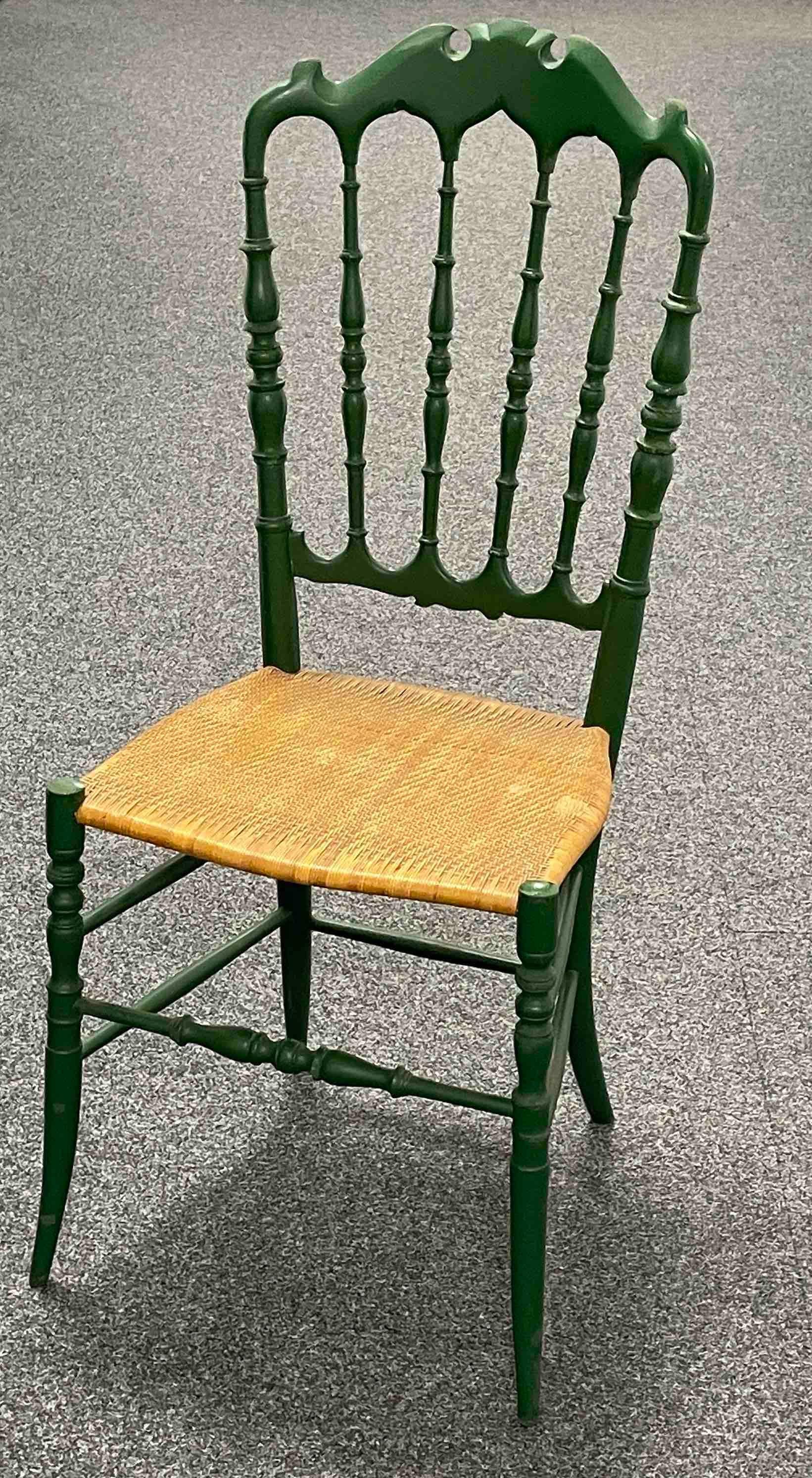 Beautiful Chiavari Wooden Chair Wicker Seat, Made by Rocca, Italy, 1950s 7