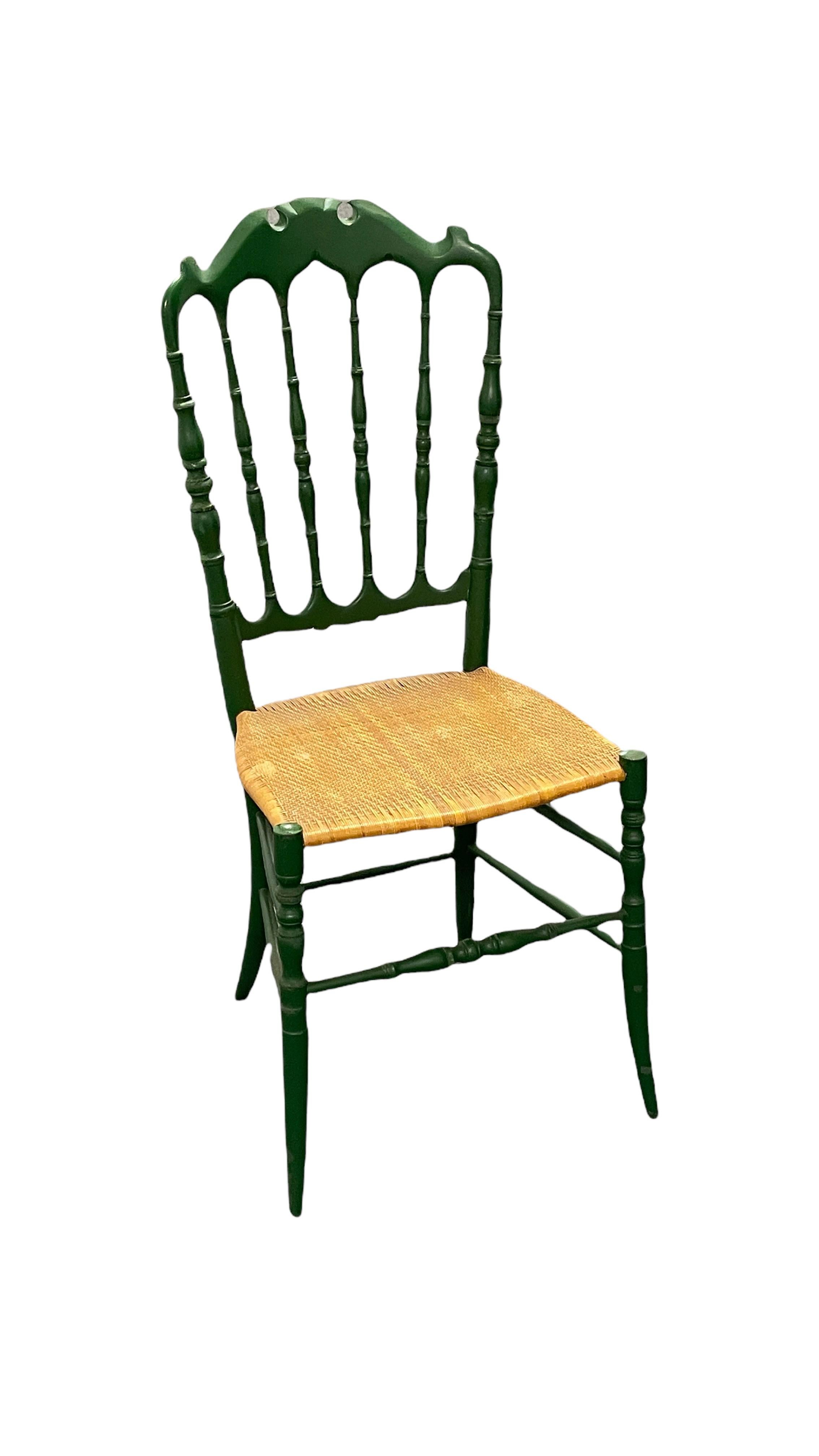 wood chair with wicker seat