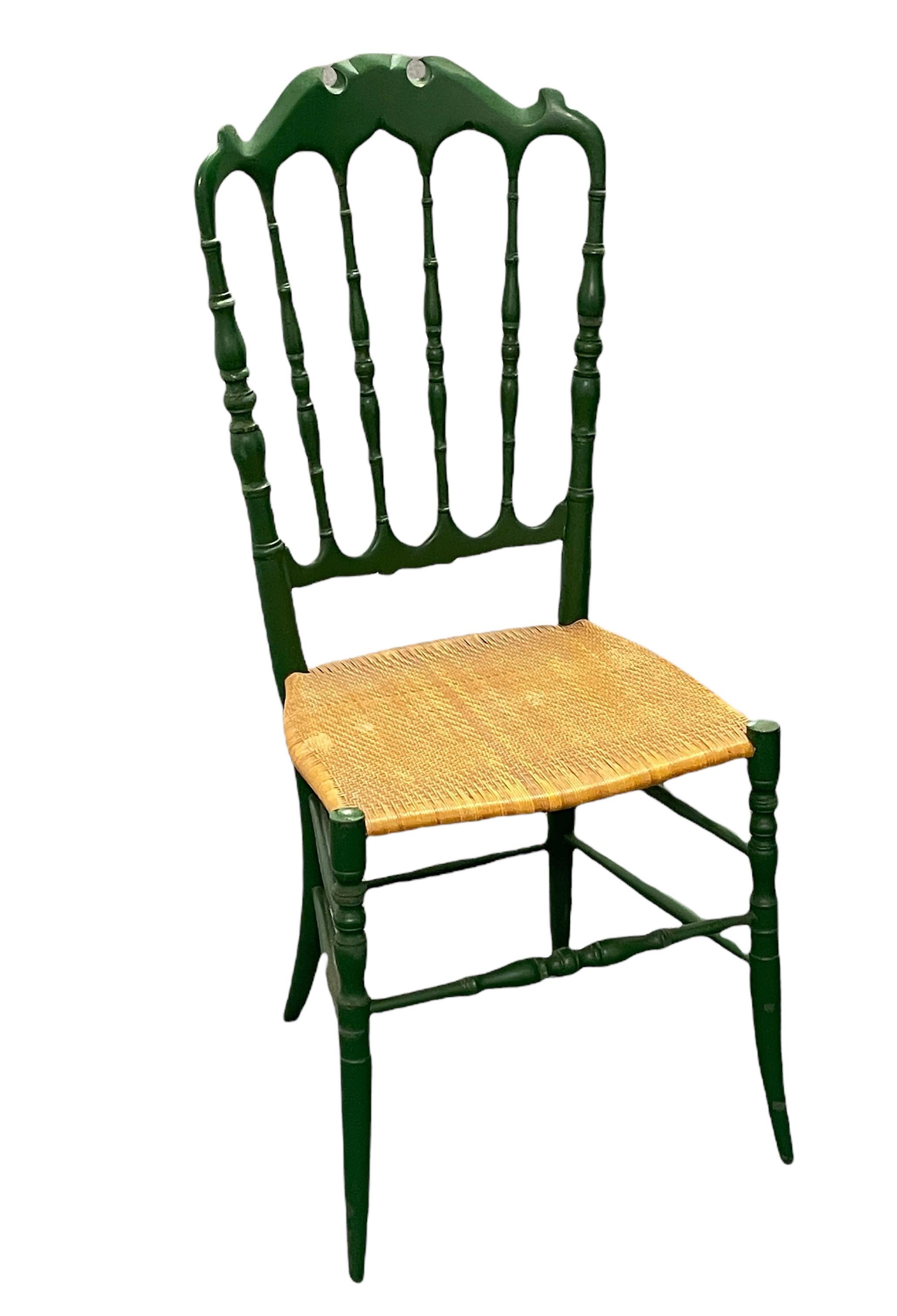 wooden chair with wicker seat