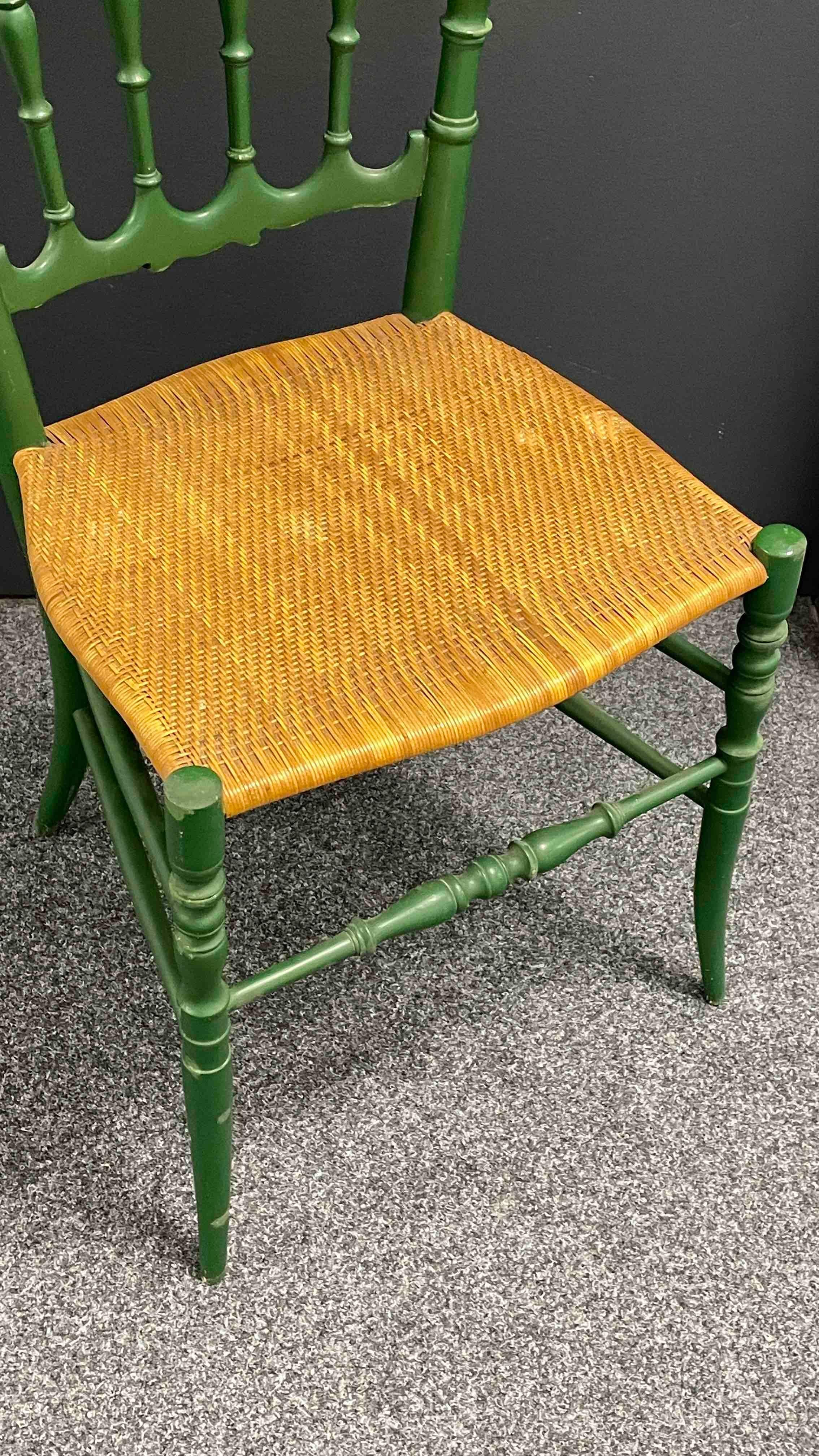 Beautiful Chiavari Wooden Chair Wicker Seat, Made by Rocca, Italy, 1950s 1