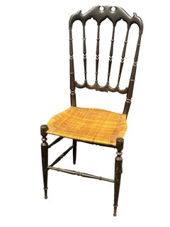 Beautiful Chiavari Wooden Chair Wicker Seat, Made in Liguria, Italy, 1930s