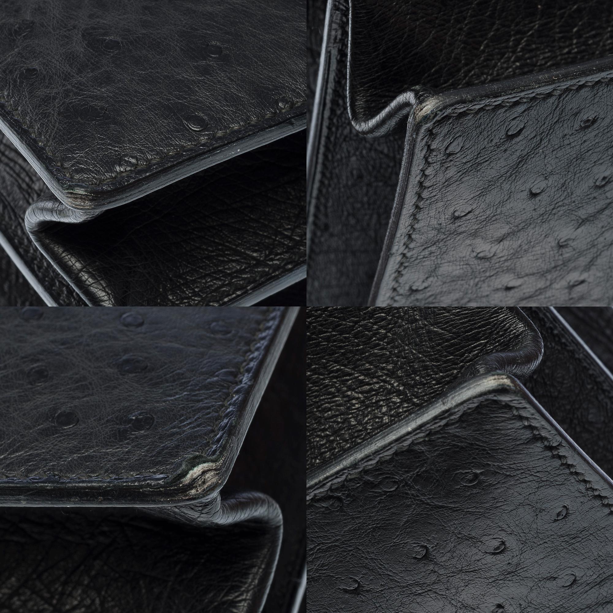Beautiful & Chic Hermès Ostrich Kelly Dépêches black briefcase, GHW 6