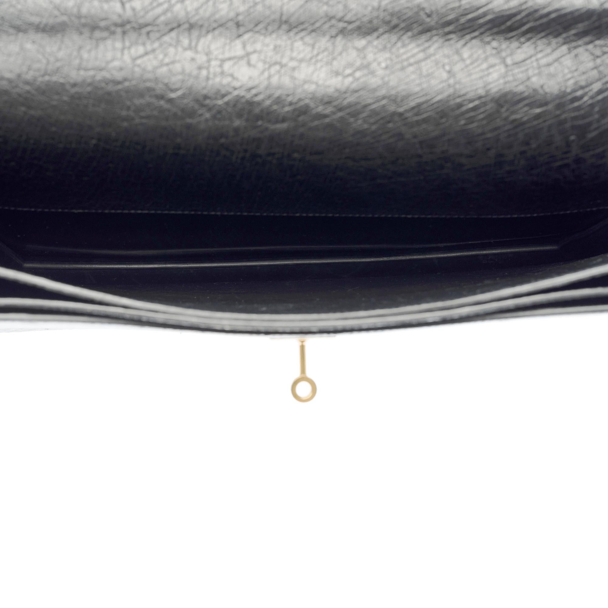Beautiful & Chic Hermès Ostrich Kelly Dépêches black briefcase, GHW 3