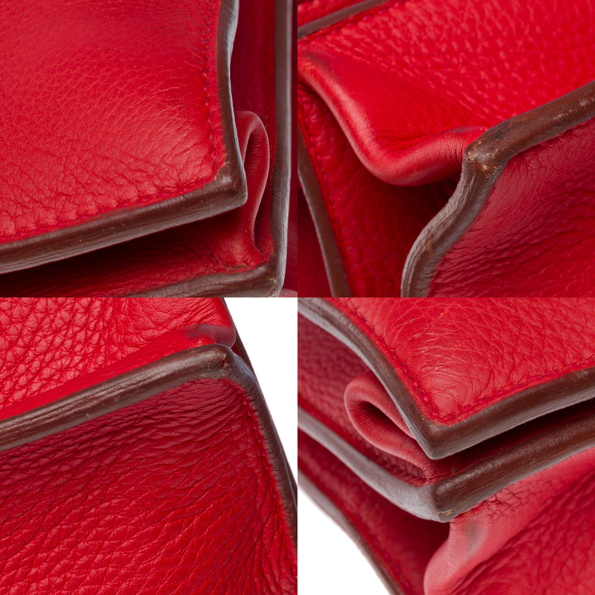 Beautiful & Chic Hermès Sac à dépêches briefcase 38 in Red Togo leather, PHW For Sale 7