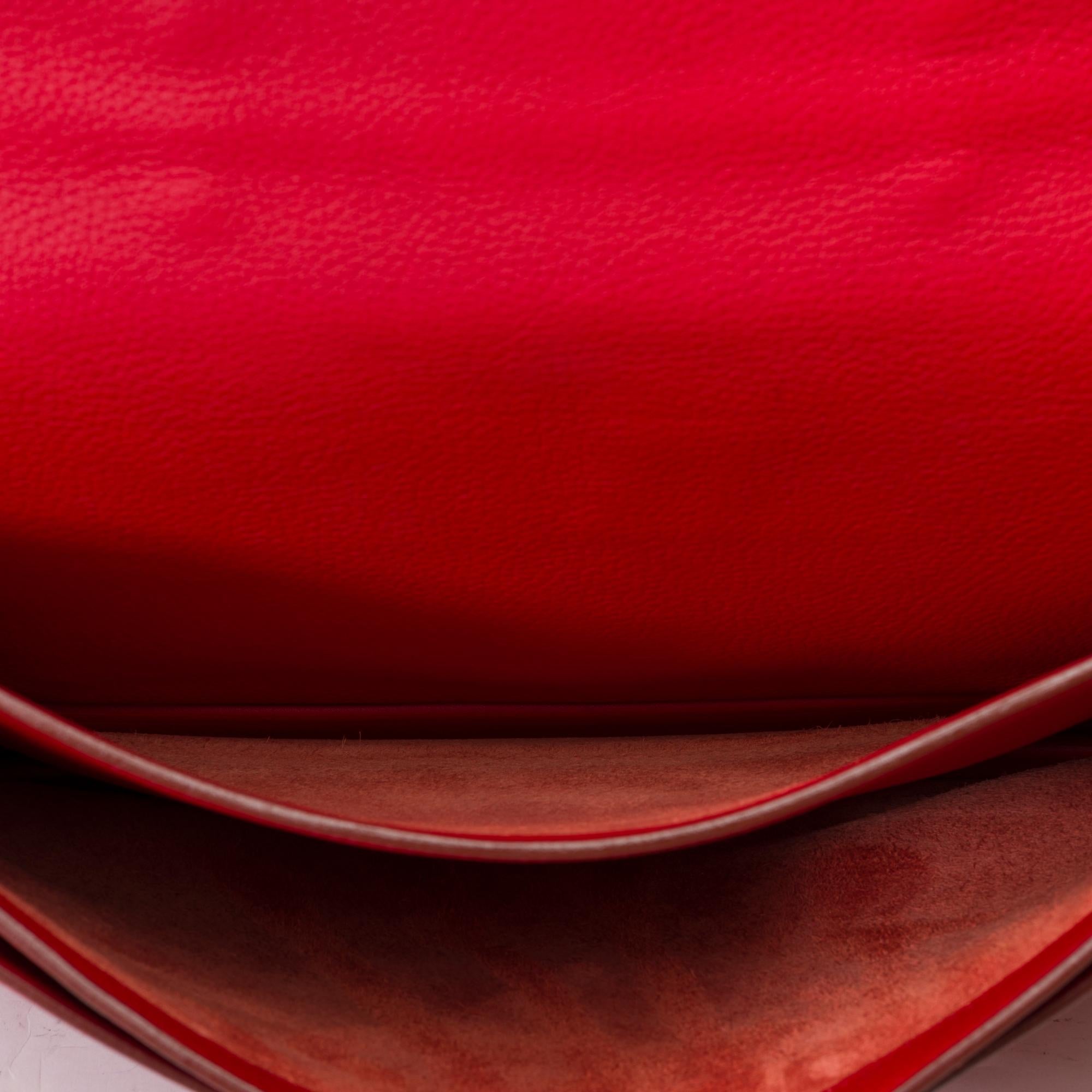 Beautiful & Chic Hermès Sac à dépêches briefcase 38 in Red Togo leather, PHW For Sale 4