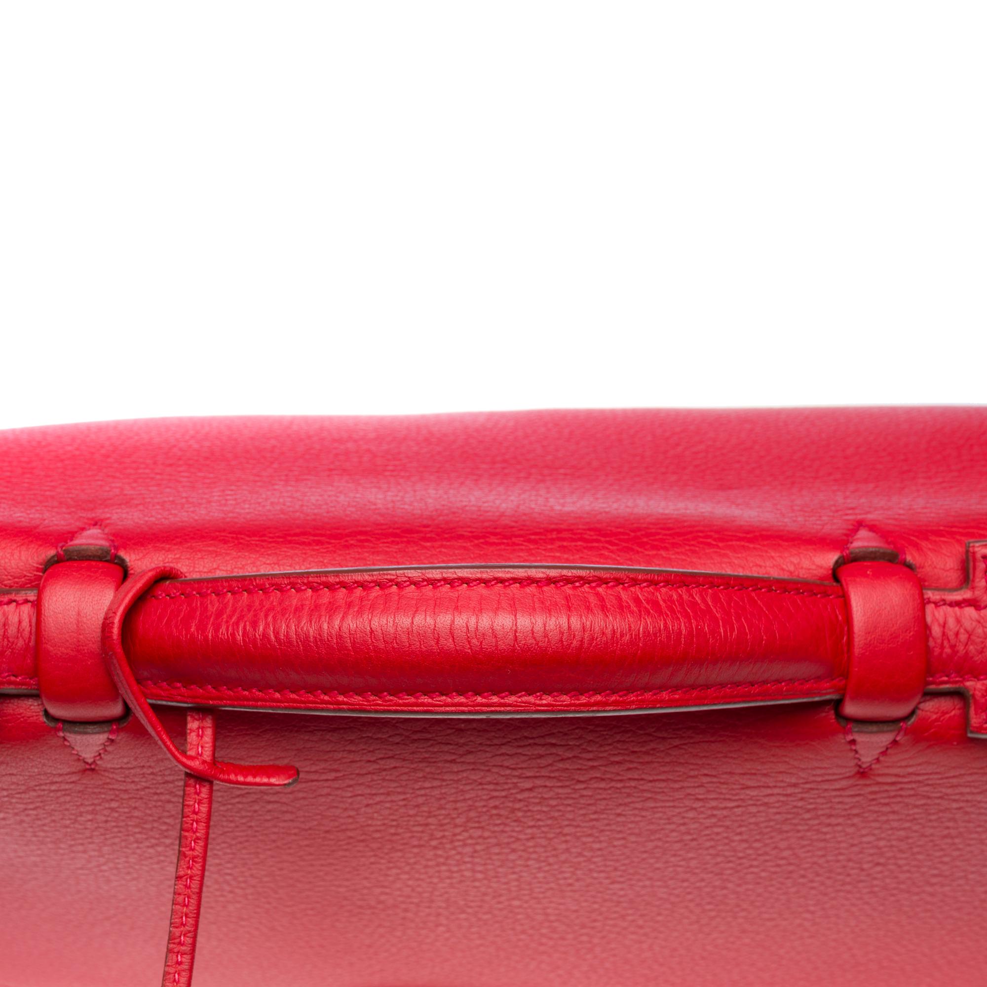 Beautiful & Chic Hermès Sac à dépêches briefcase 38 in Red Togo leather, PHW For Sale 5