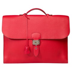 Beautiful & Chic Hermès Sac à dépêches briefcase 38 in Red Togo leather, PHW