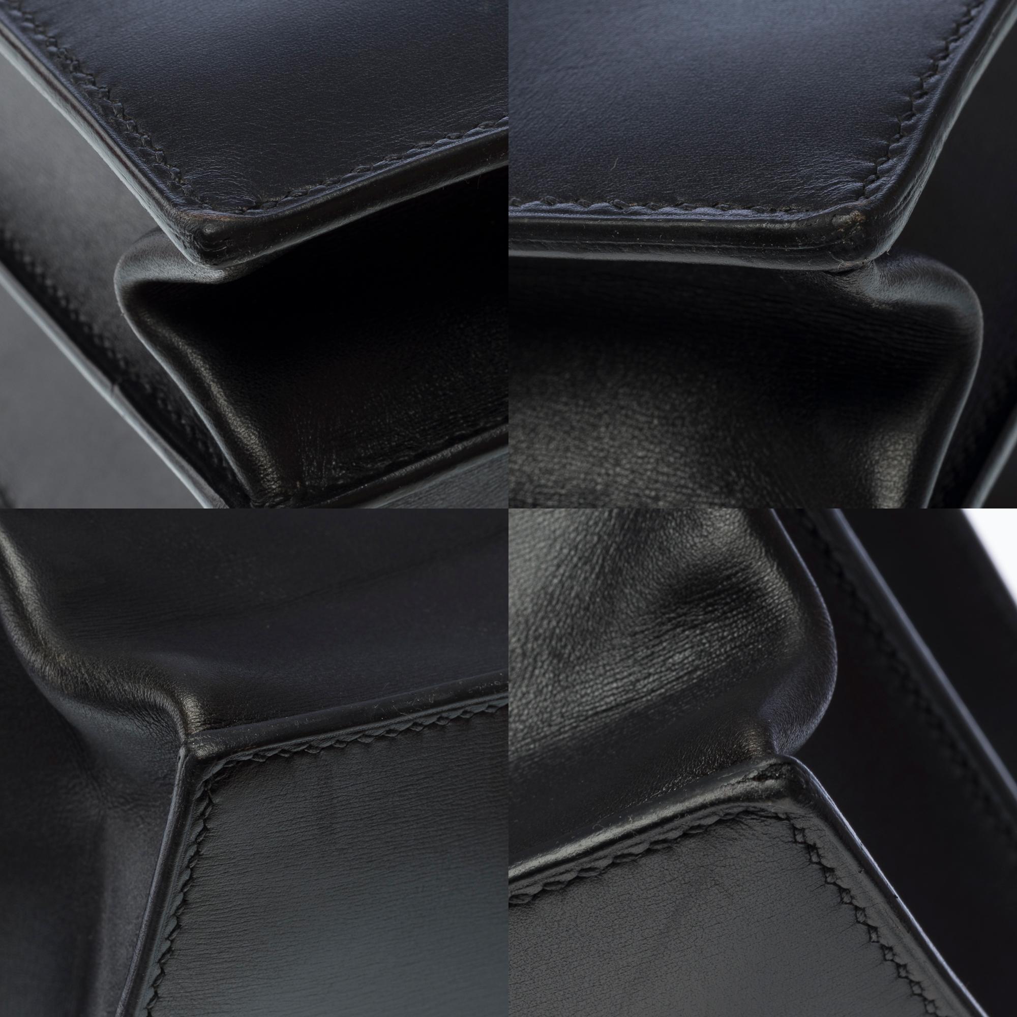 Beautiful & Chic Hermès Sac à dépêches briefcase in black box Calf leather, SHW 6