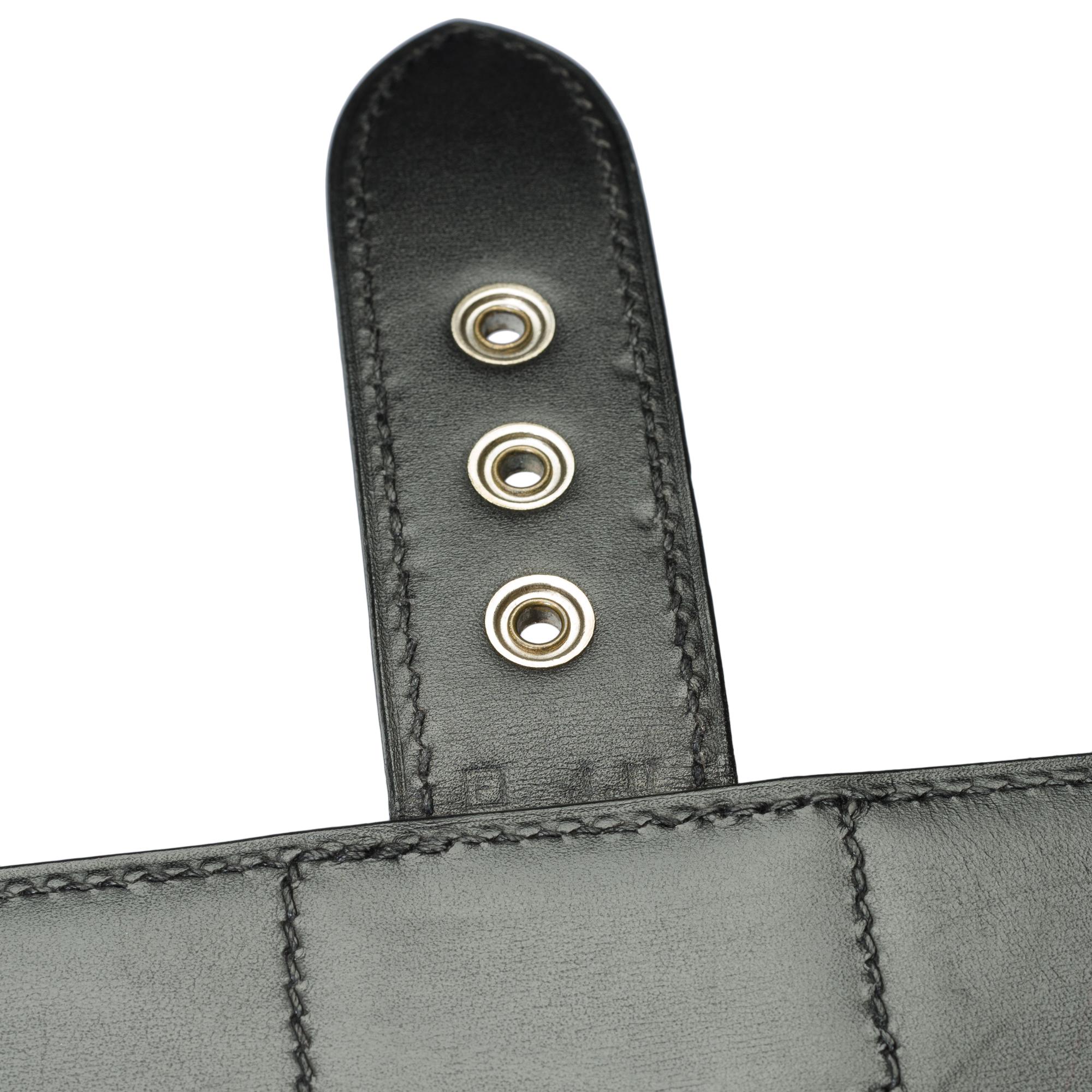 Beautiful & Chic Hermès Sac à dépêches briefcase in black box Calf leather, SHW 2