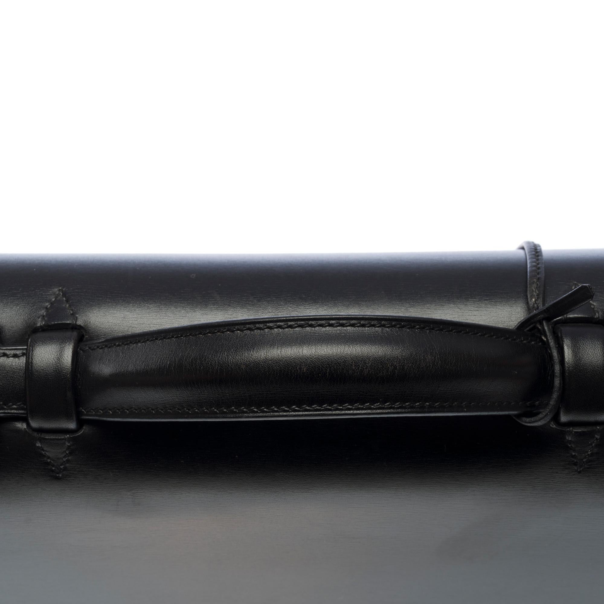Beautiful & Chic Hermès Sac à dépêches briefcase in black box Calf leather, SHW 4