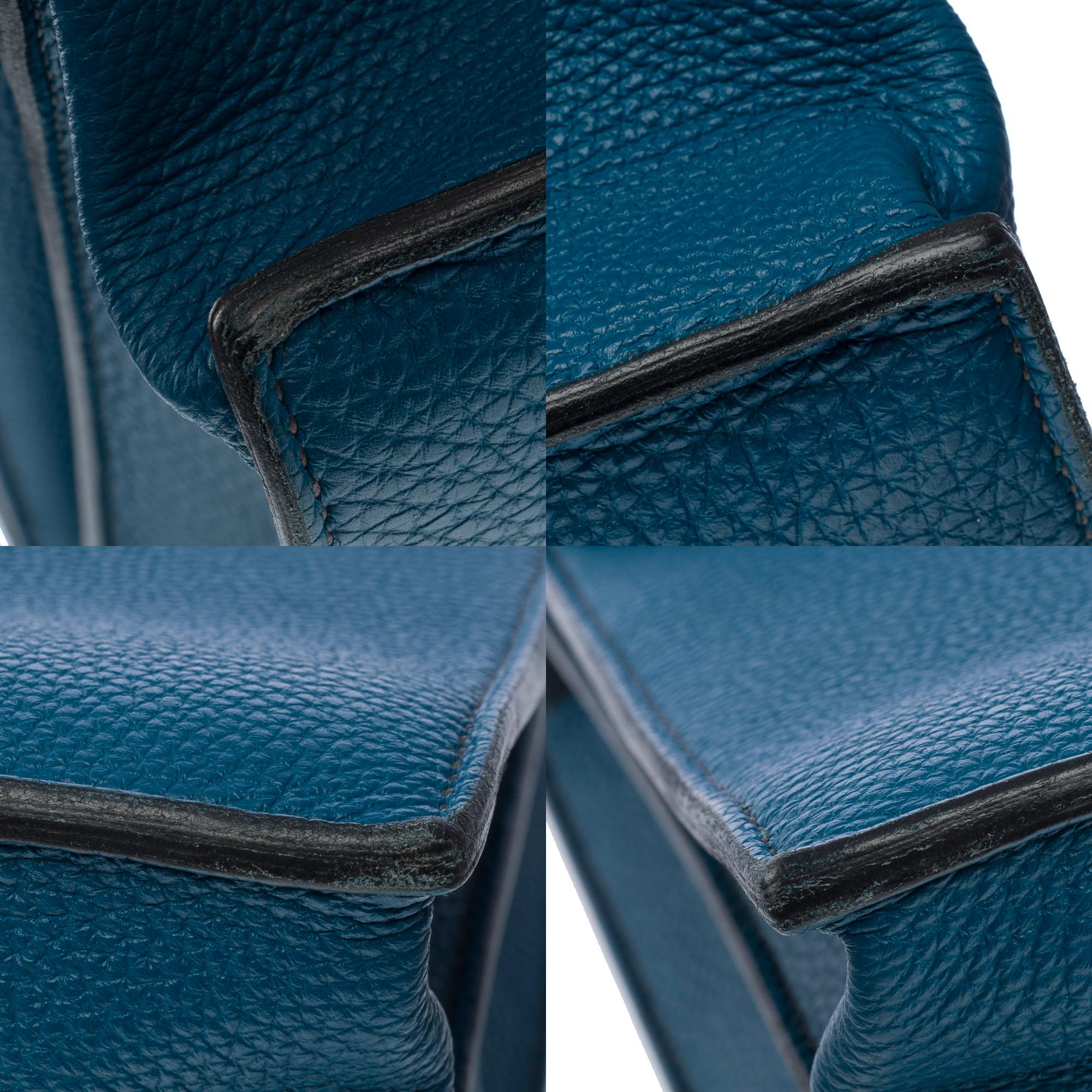 Beautiful & Chic Hermès Sac à dépêches briefcase in Blue Togo leather, SHW 8