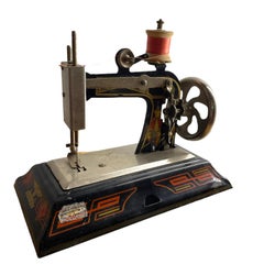 Beautiful Children's Sewing Machine Toy Bear Cat Motive by Carl Sieper Germany