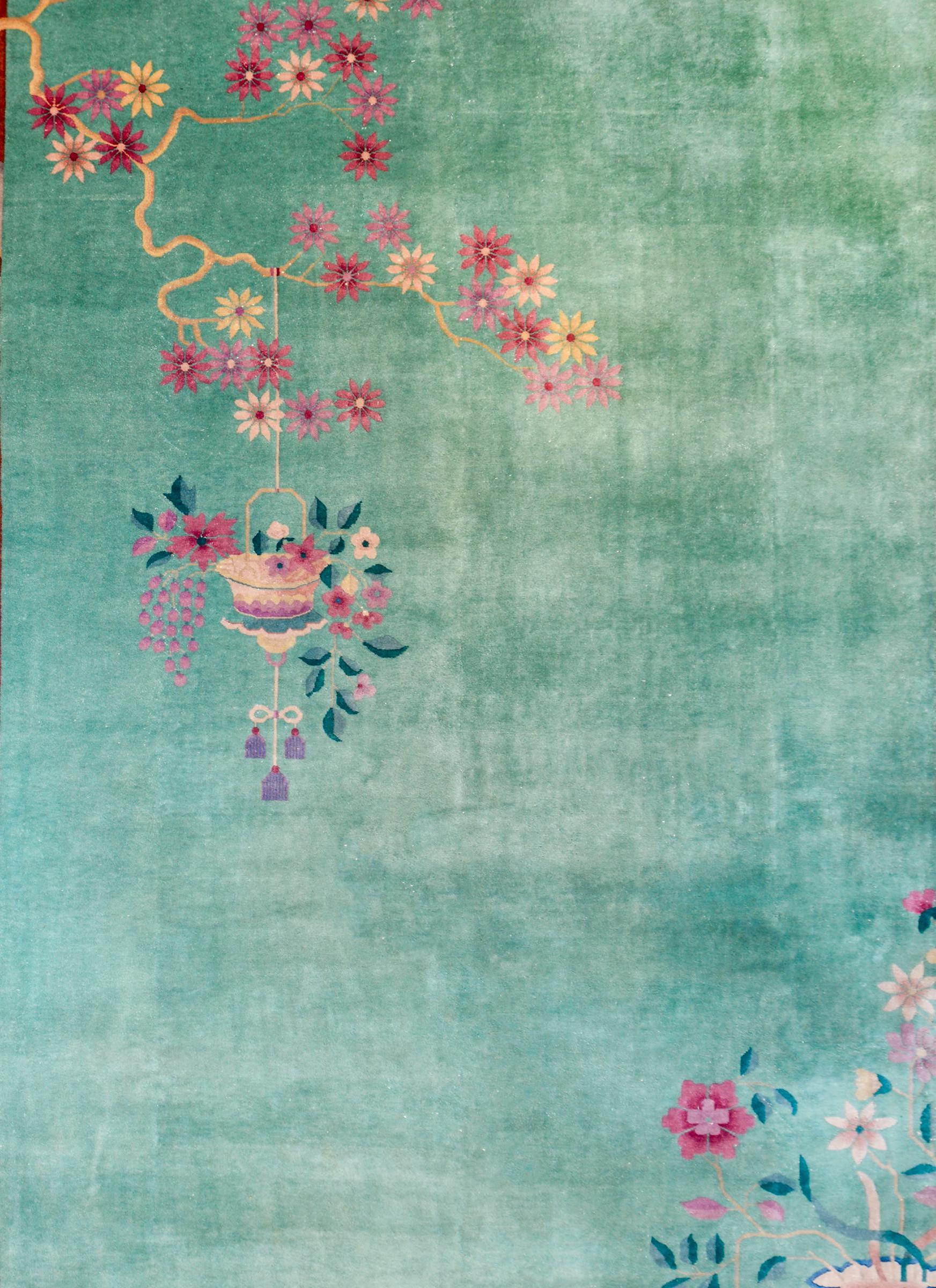 Vegetable Dyed Beautiful Chinese Art Deco Rug For Sale