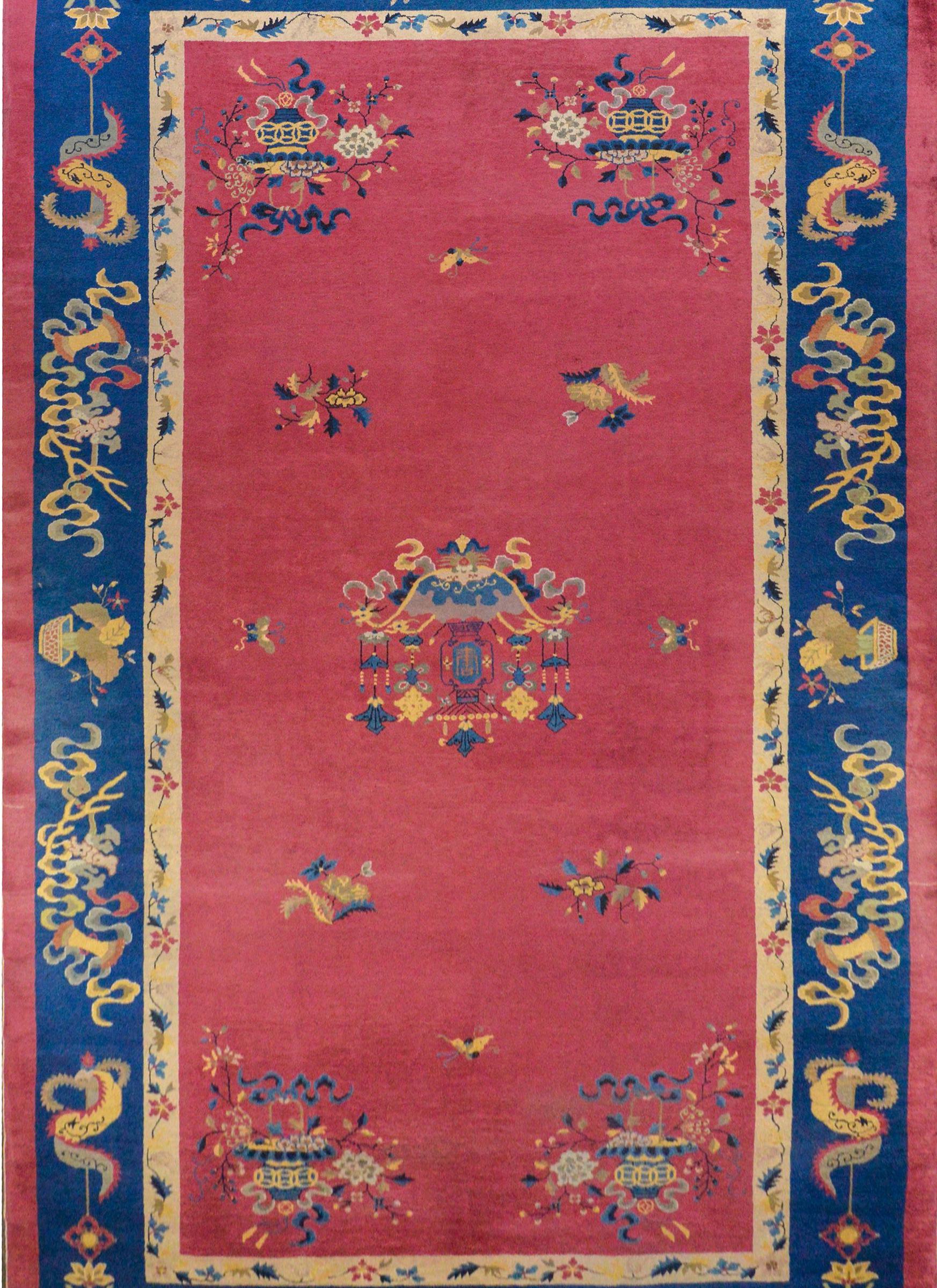 Vegetable Dyed Beautiful Chinese Art Deco Rug For Sale