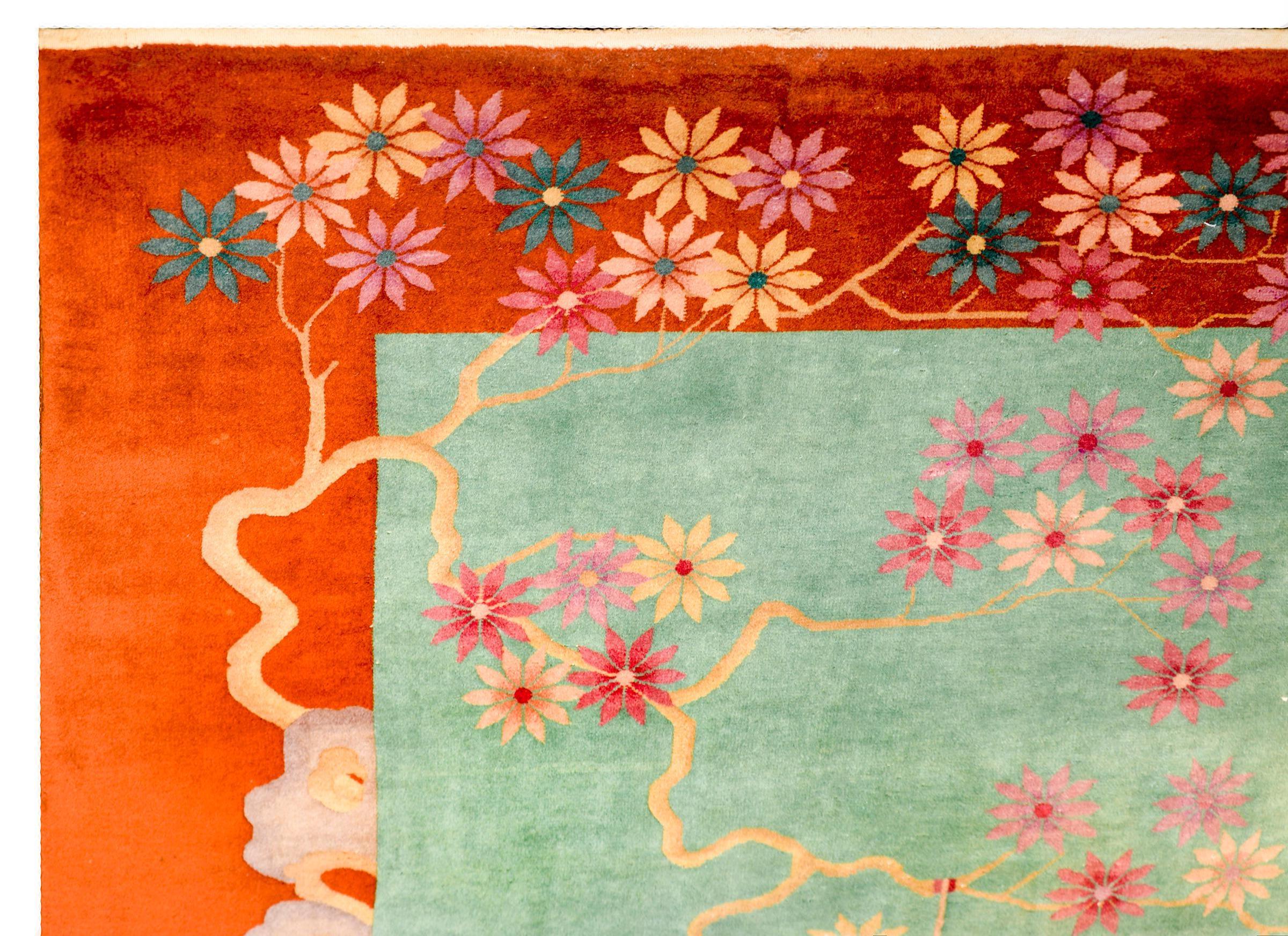 Teinture végétale Magnifique tapis chinois Art Déco en vente