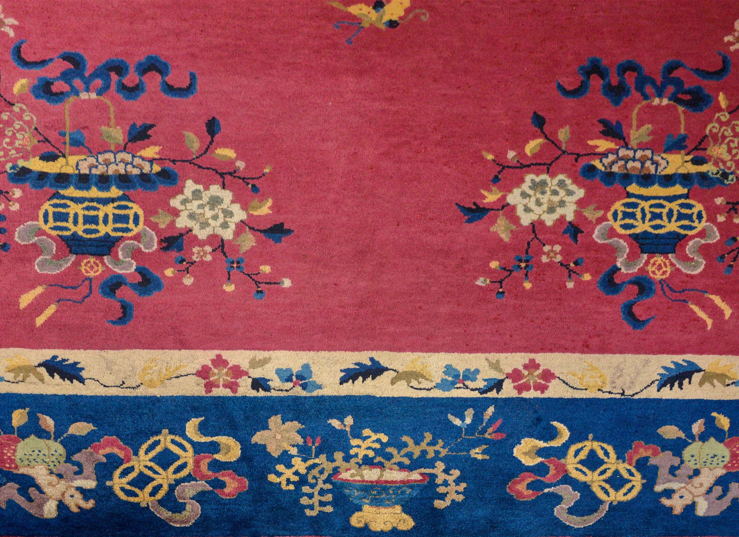 Wool Beautiful Chinese Art Deco Rug For Sale