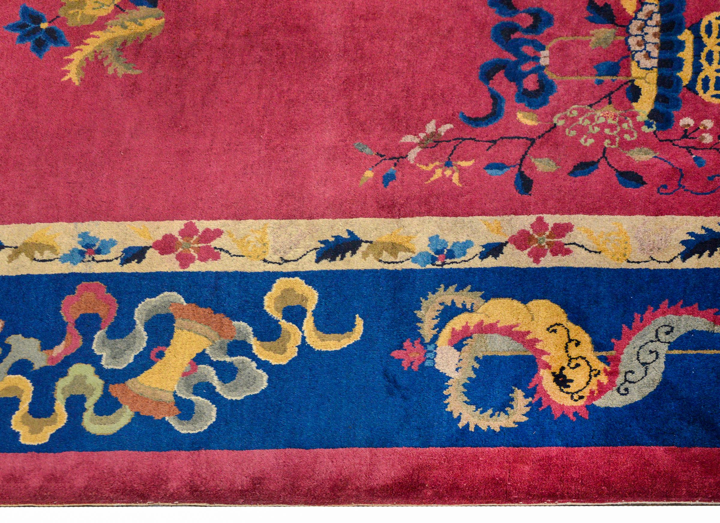 Laine Magnifique tapis chinois Art Déco en vente