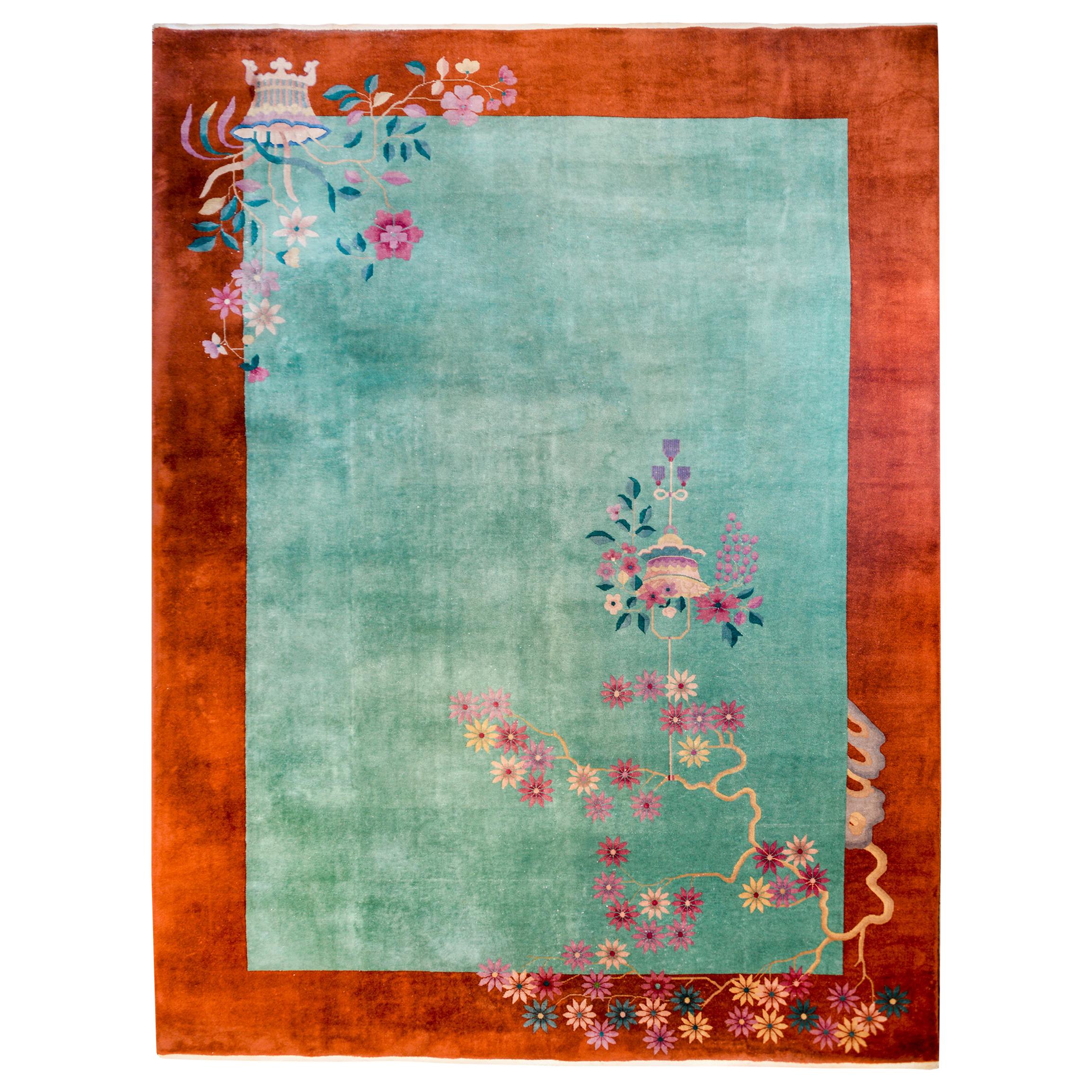Magnifique tapis chinois Art Déco en vente