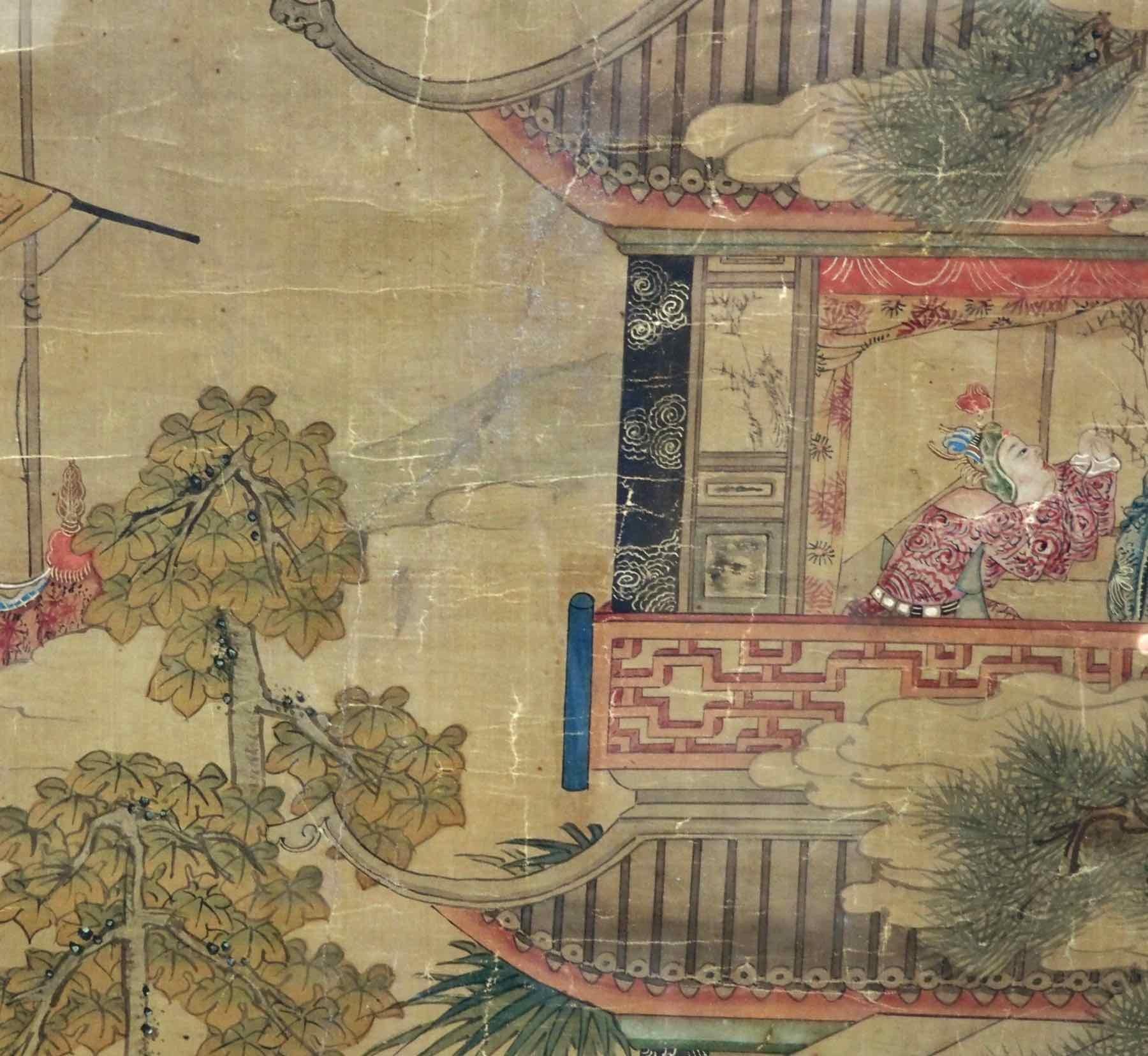 Belle peinture chinoise, 18ème siècle.
Mesures : H. 32, L. 45 cm
H. 12.5, W. 17.7 in.