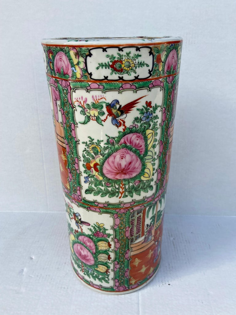 Beautiful Chinese Rose Medallion Umbrella Stand at 1stDibs