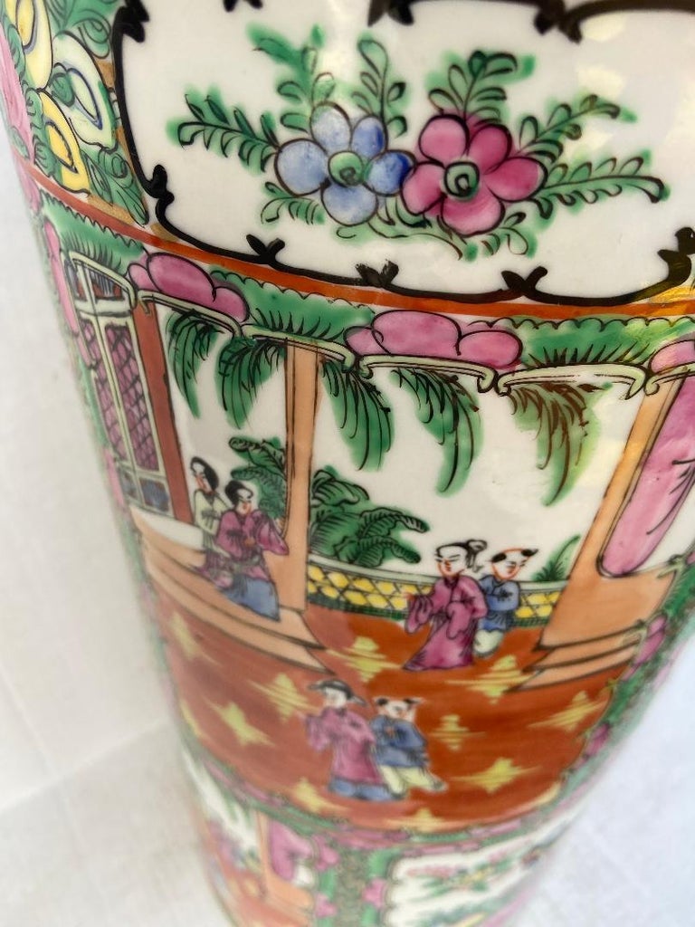 Beautiful Chinese Rose Medallion Umbrella Stand at 1stDibs