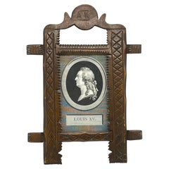 Beautiful Chip Carving Picture Frame Antique Folk Art, Print of Louis XV. France