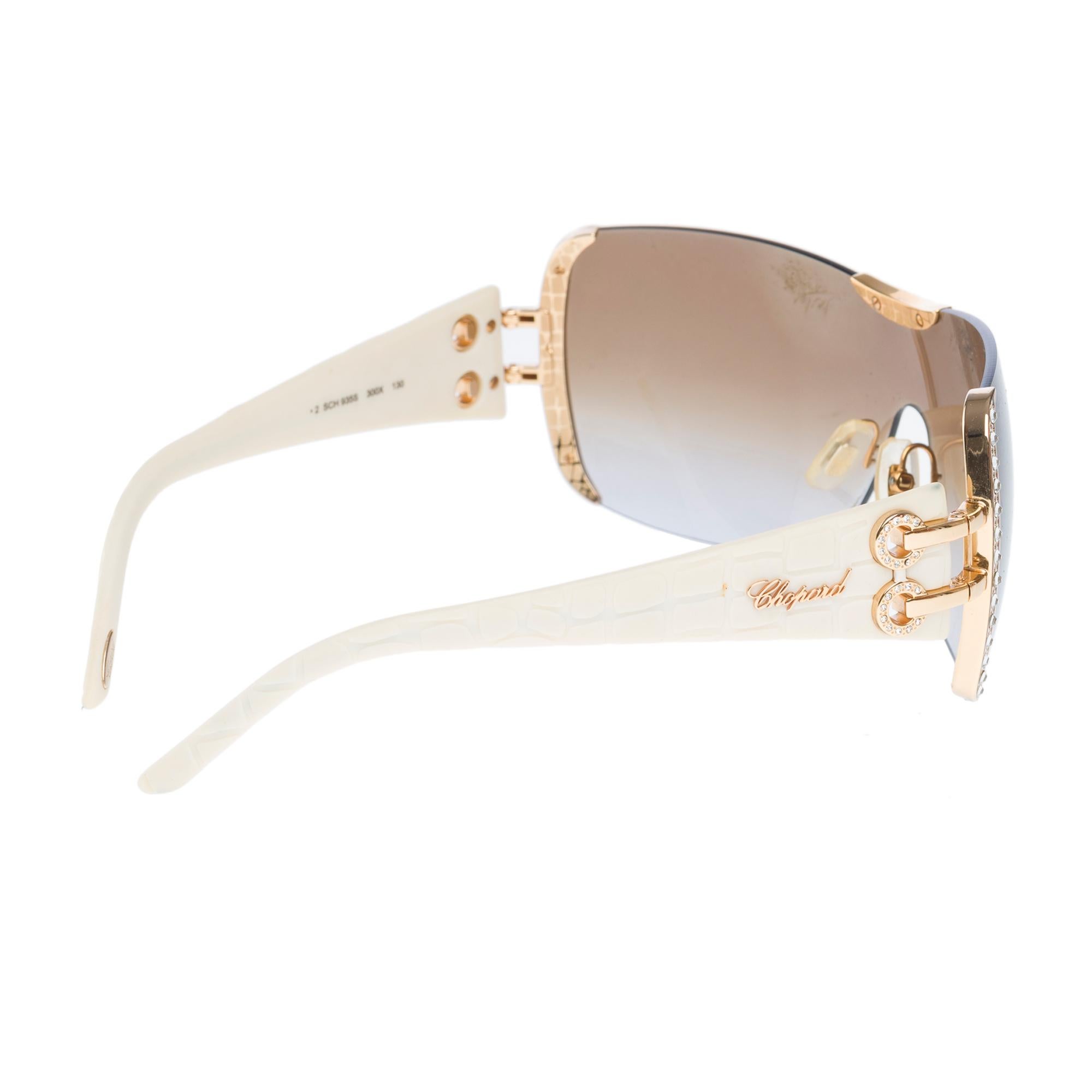 Beautiful Chopard sunglasses, mask model, gold metal frame For Sale 1