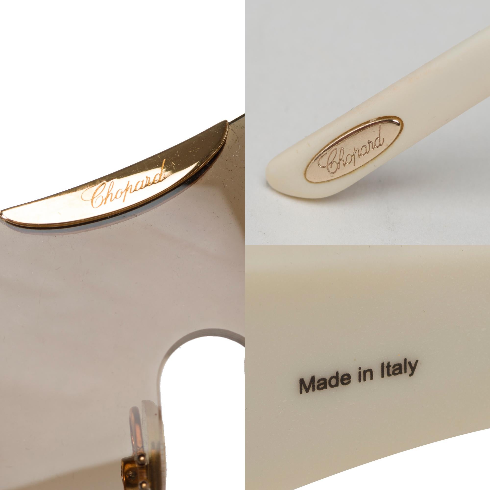 Beautiful Chopard sunglasses, mask model, gold metal frame For Sale 2