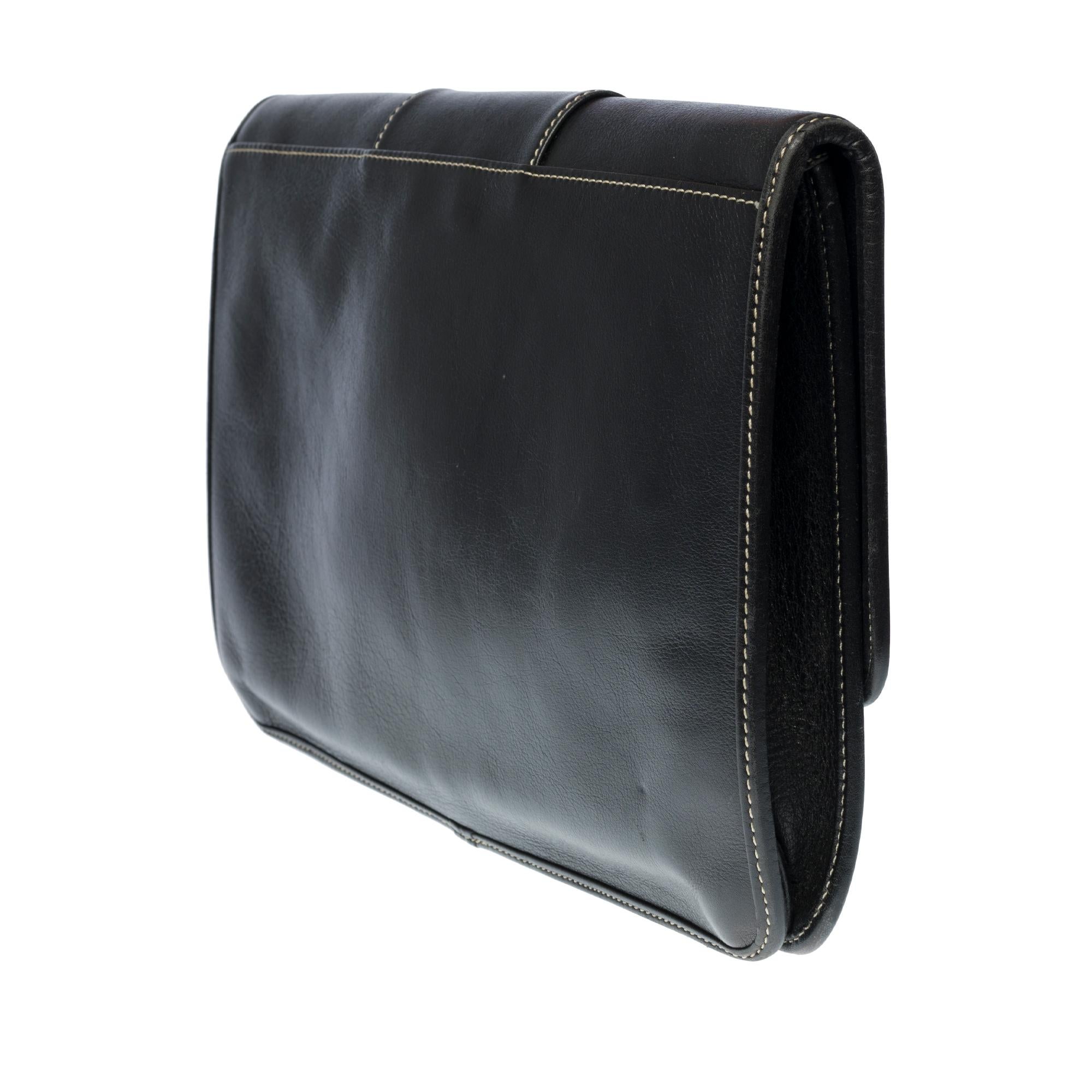 Magnifique pochette Christian Dior en cuir noir Unisexe en vente