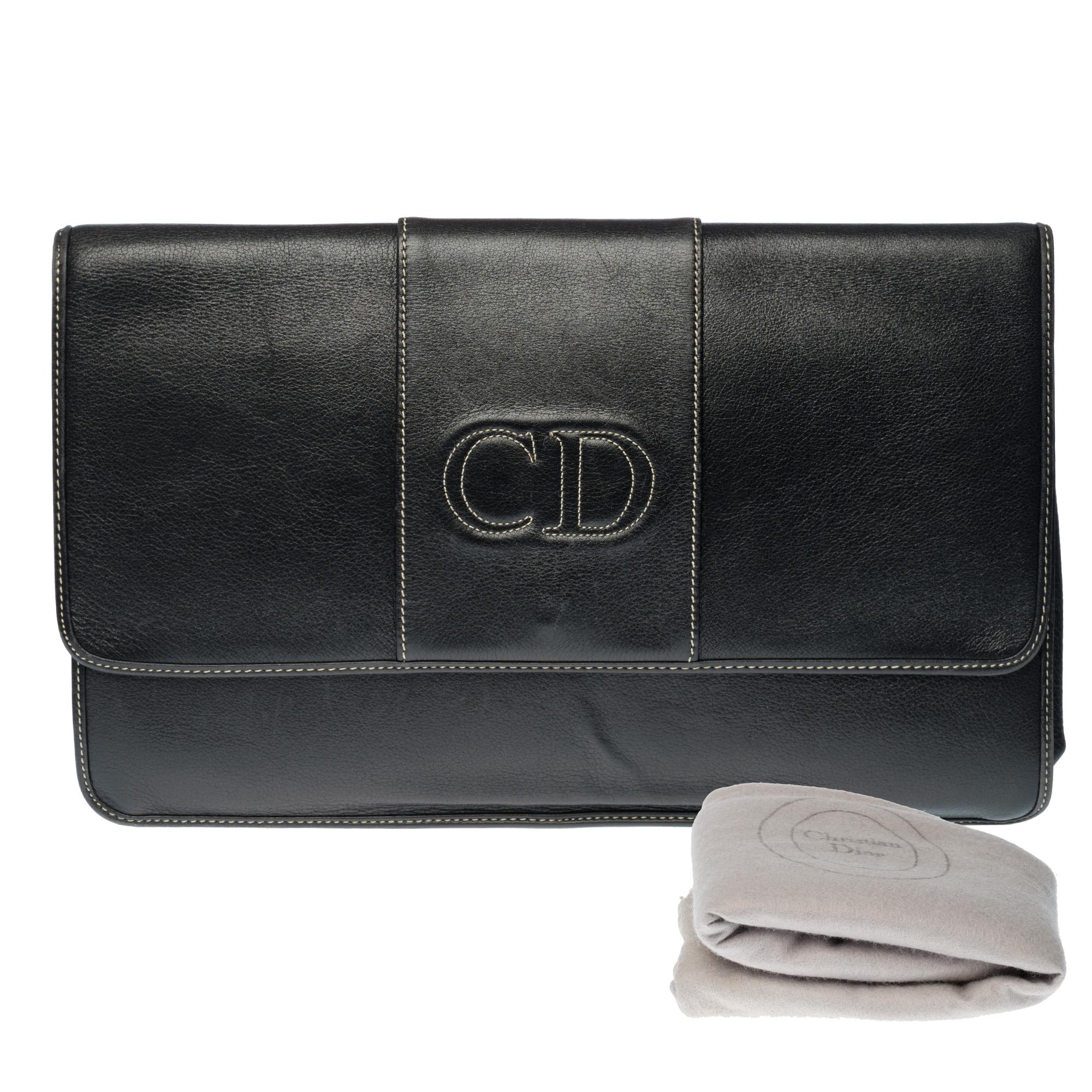 Magnifique pochette Christian Dior en cuir noir en vente 5