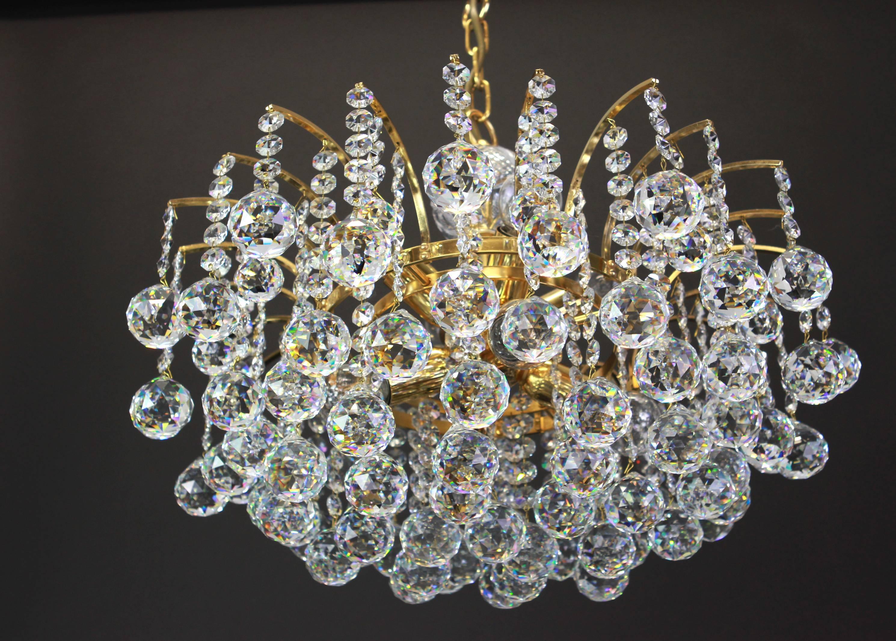 Beautiful Christoph Palme Chandelier Midcentury Crystal Balls, 1970s 3