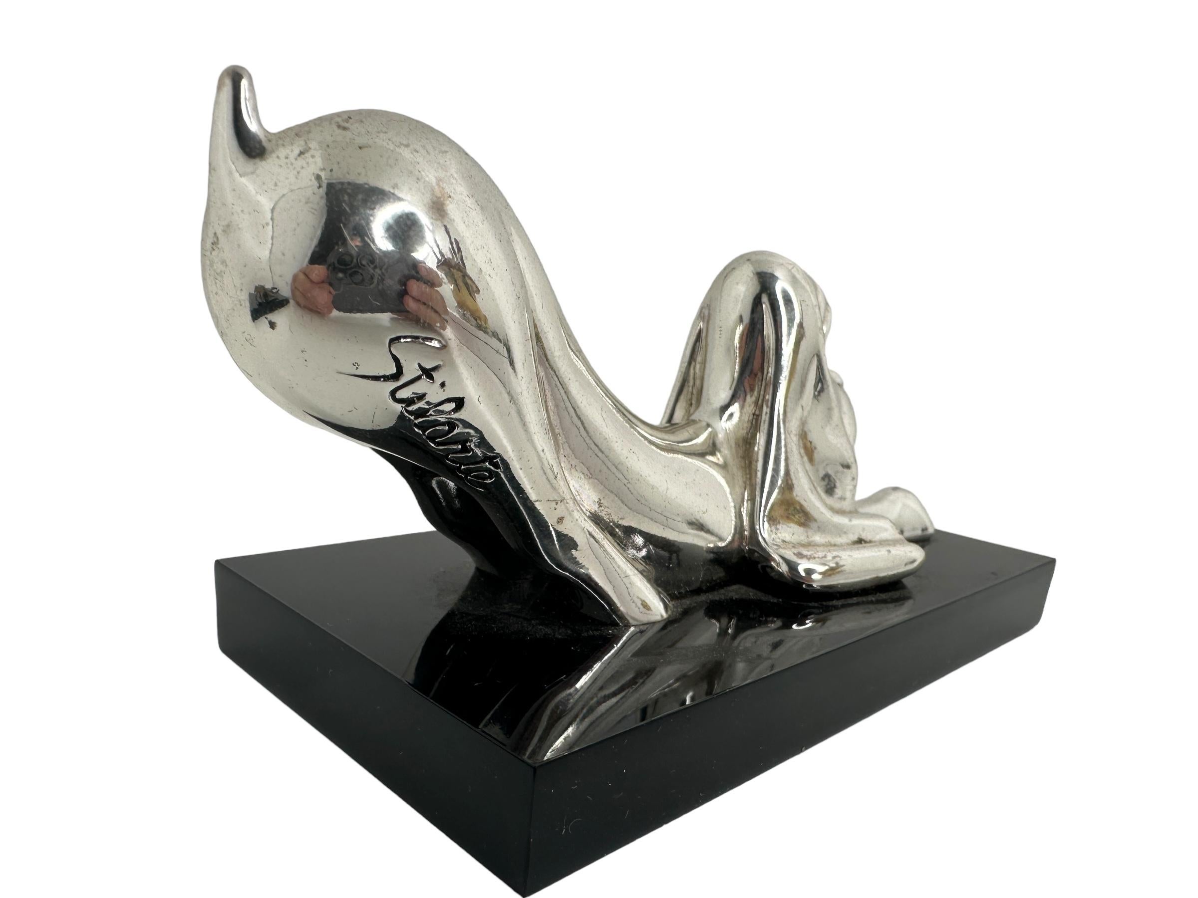 Mid-Century Modern Belle sculpture de chien chromé de Stilarte, vintage, Italie, années 1980 en vente