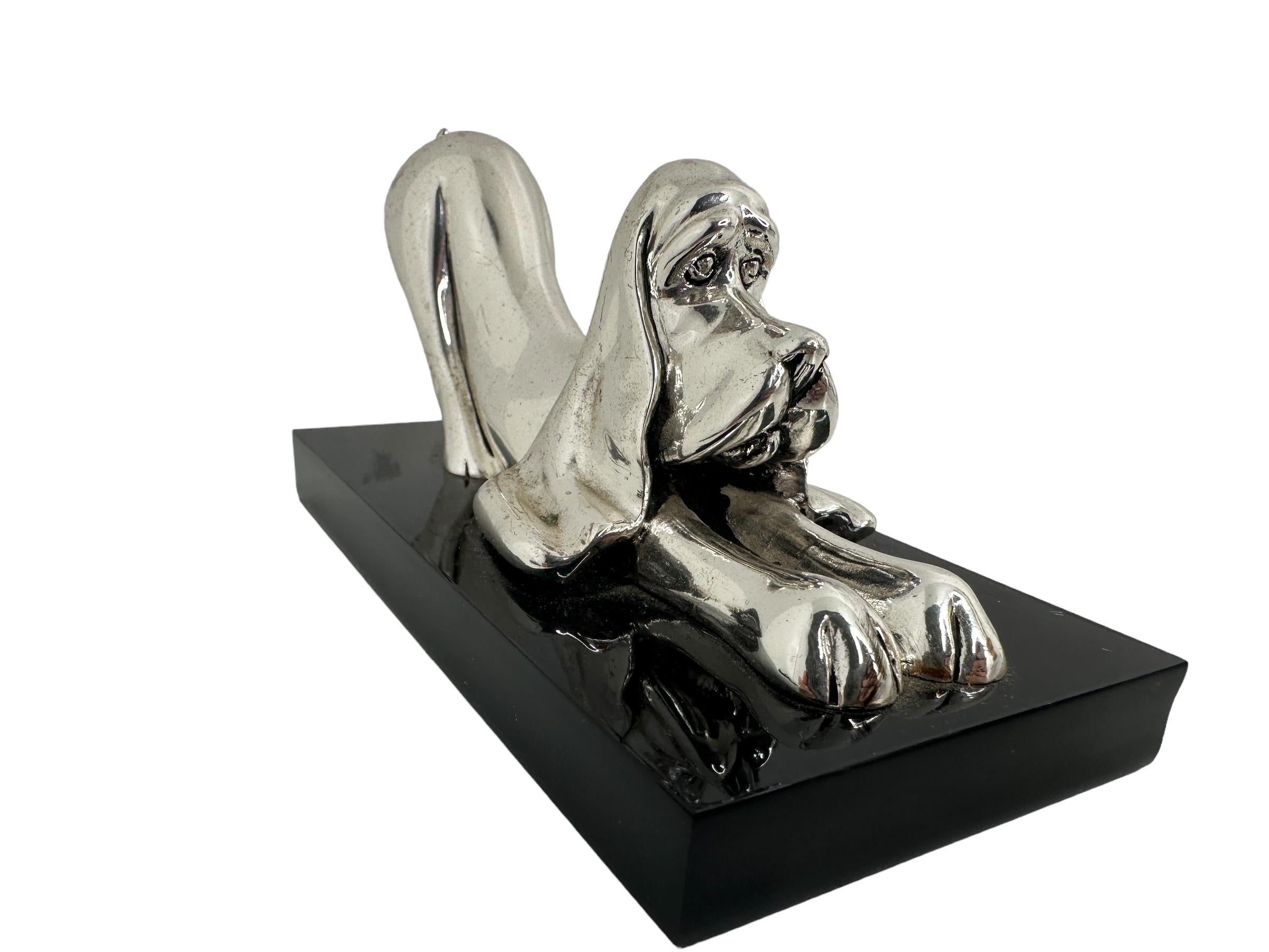 italien Belle sculpture de chien chromé de Stilarte, vintage, Italie, années 1980 en vente