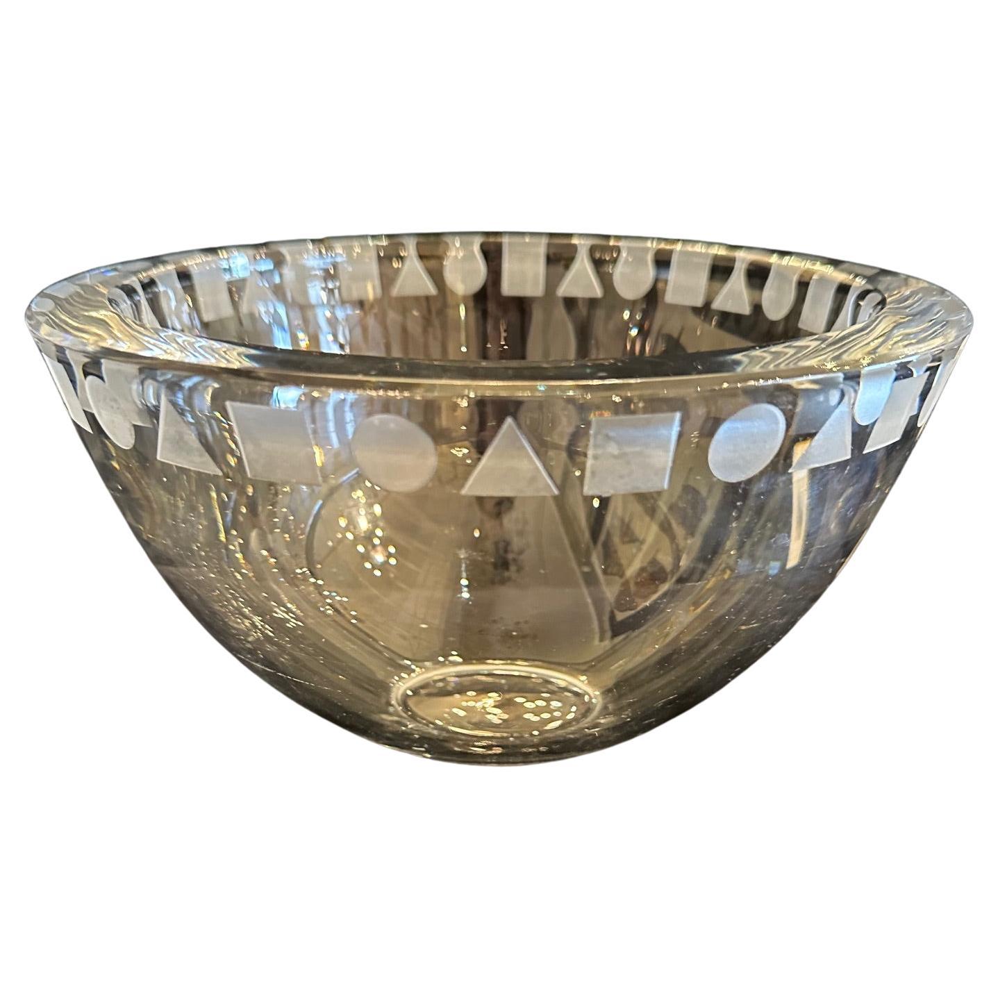 Beautiful Chunky Designer Sasaki Crystal Bowl by Ward Bennett For Sale