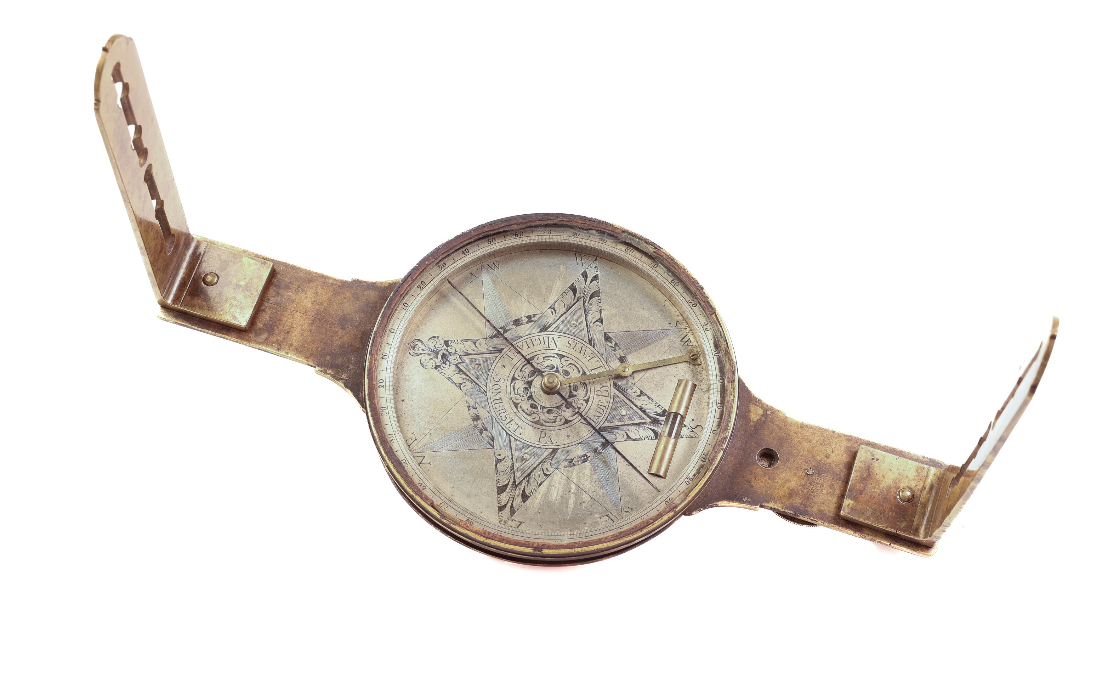 Beautiful Circa 1830s Lewis Michael Surveyors Compass In Good Condition In Placerville, CA