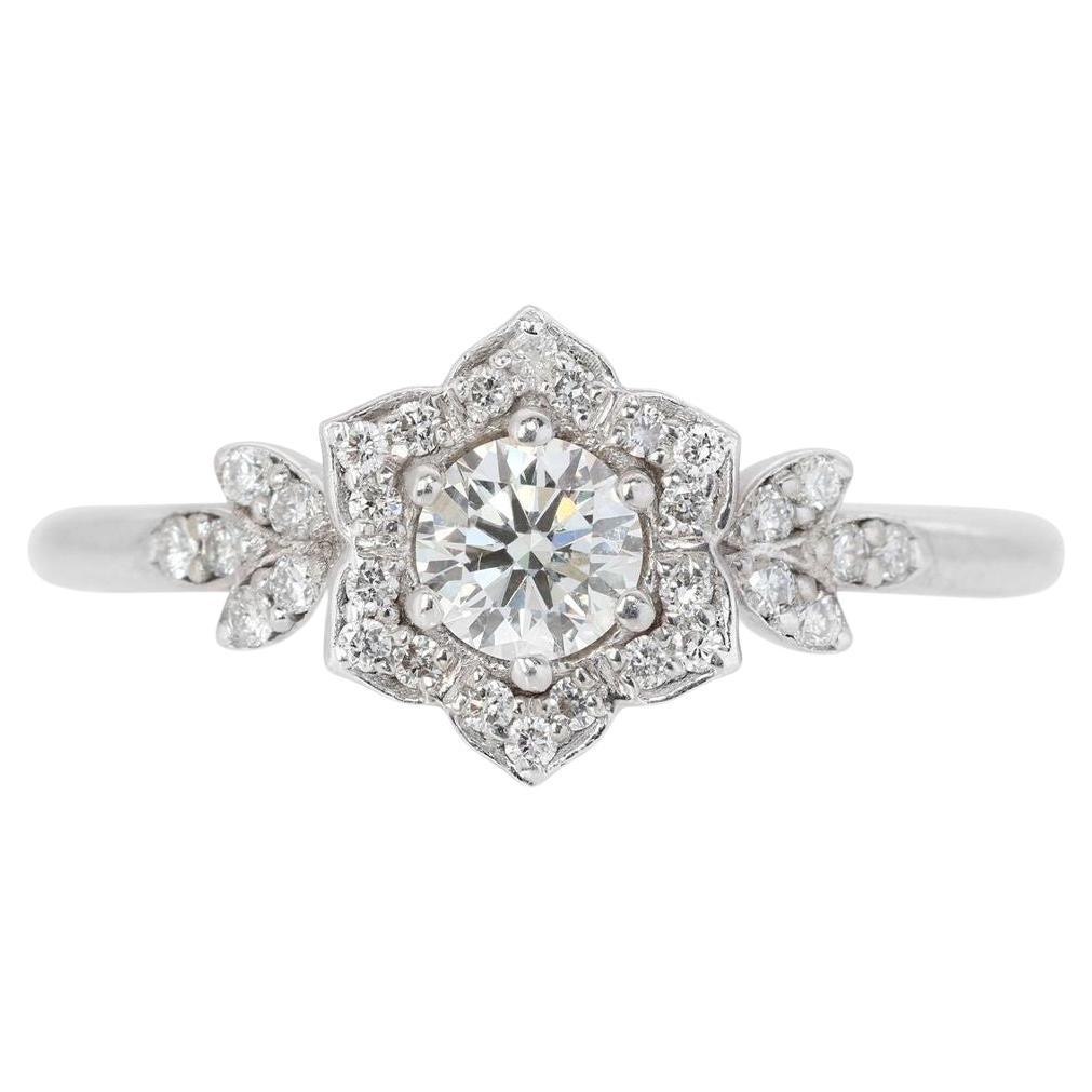 Beautiful Classic Halo Ring For Sale