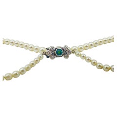 Beautiful Classic Pearl Necklace with Diamonds