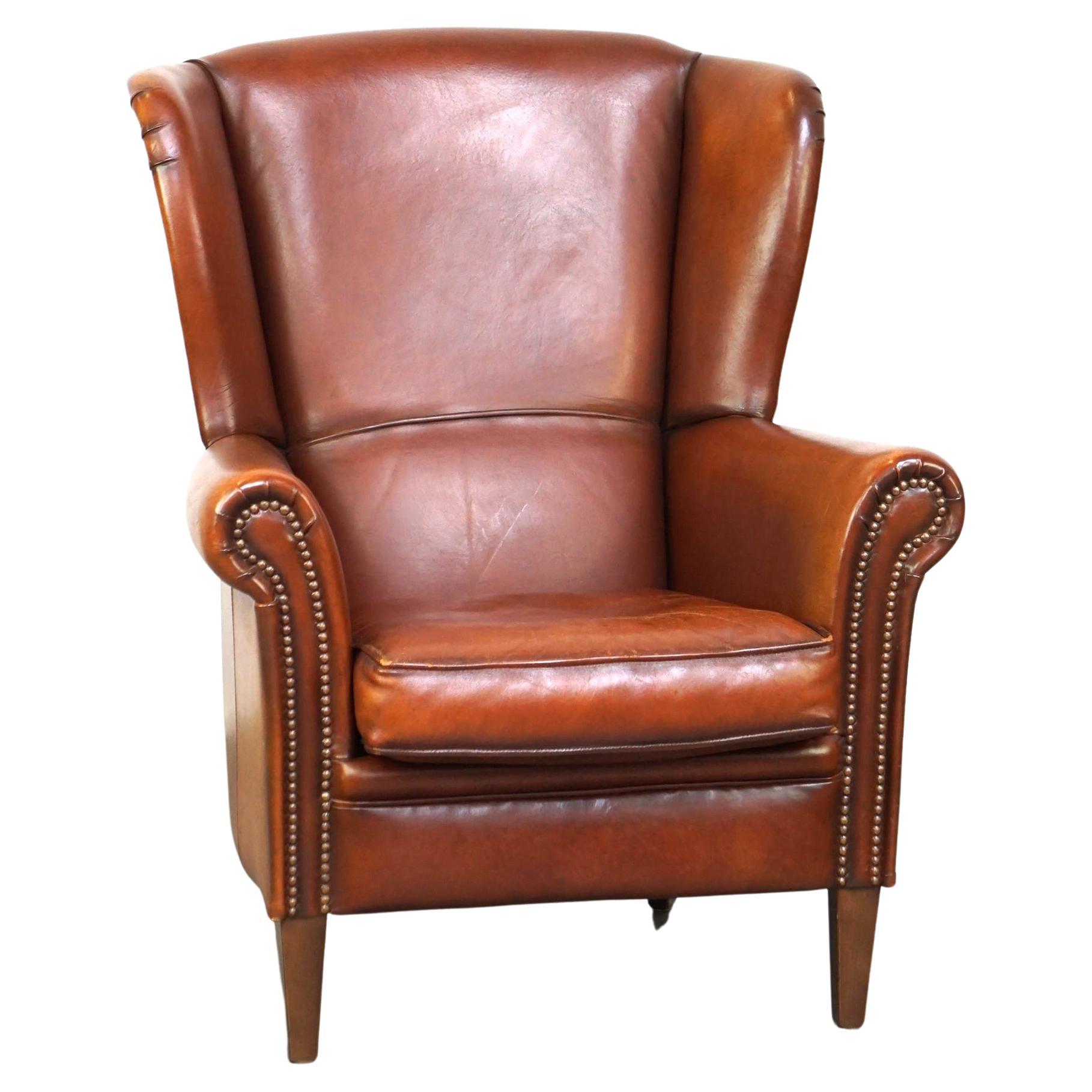 Beautiful classic sheepskin armchair with a beautiful appearance