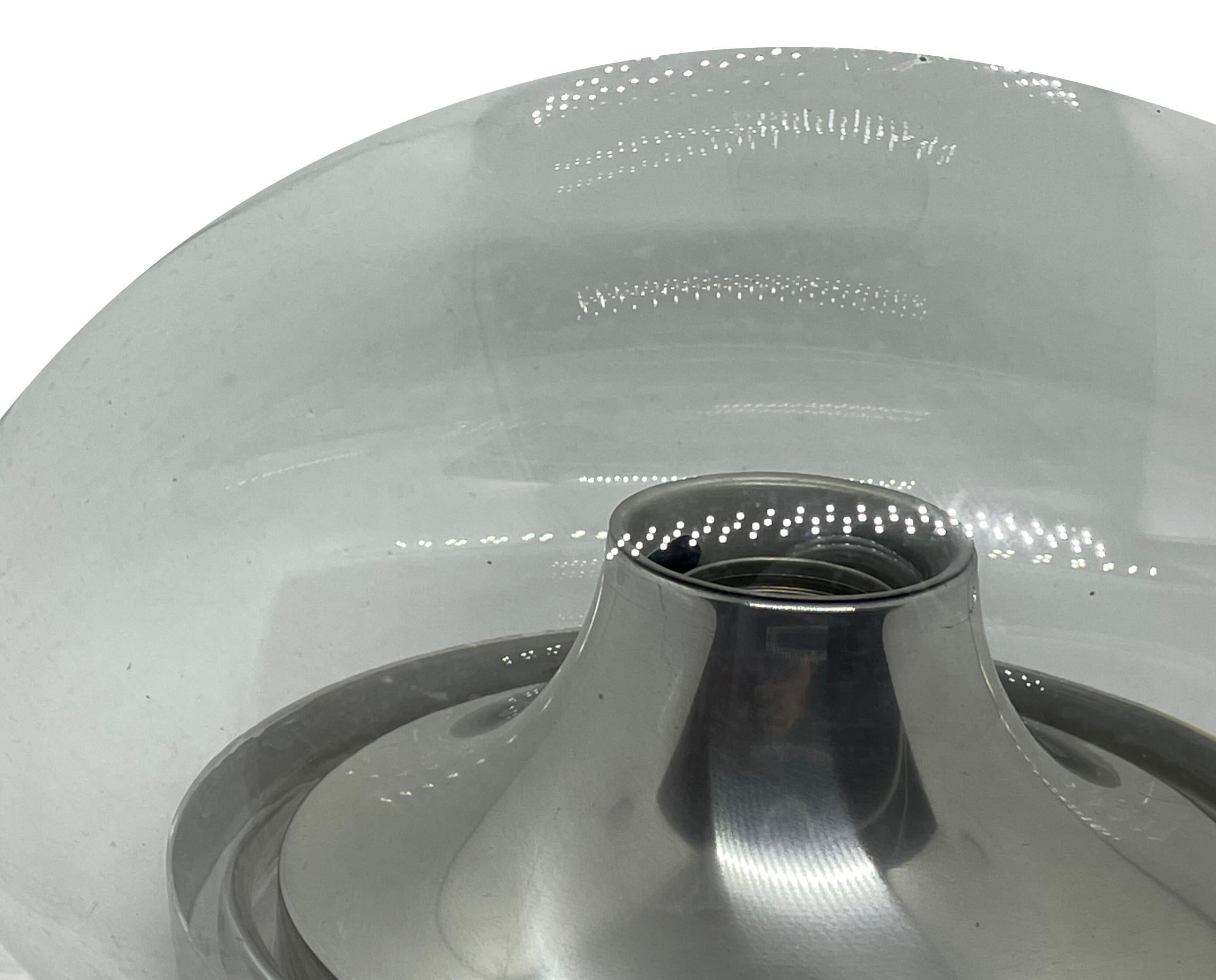 Mid-20th Century Beautiful clear Glass and Aluminum Doria Leuchten Flush Mount For Sale