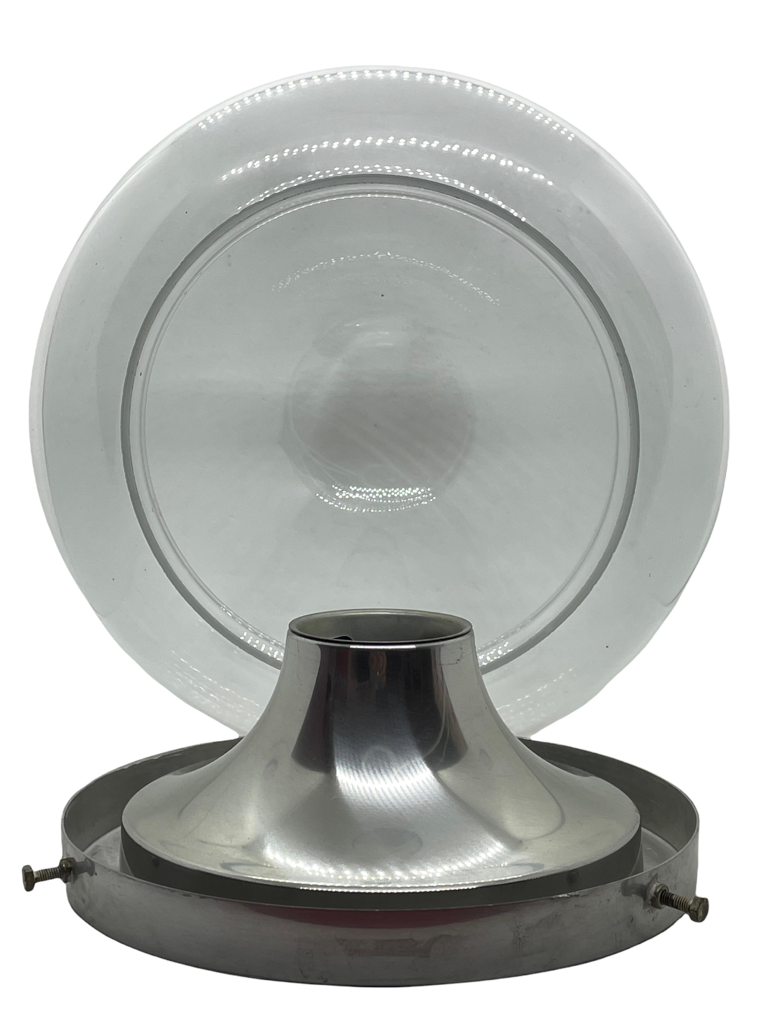 Metal Beautiful clear Glass and Aluminum Doria Leuchten Flush Mount For Sale