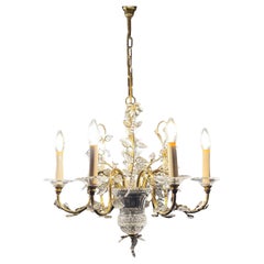 Beautiful Clear Glass Leaves Chandelier in the Style of Maison Baguès, 1950s