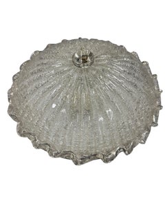 beautiful Clear Murano Glass Flush Mount Ceiling Light, Italy, 1970s