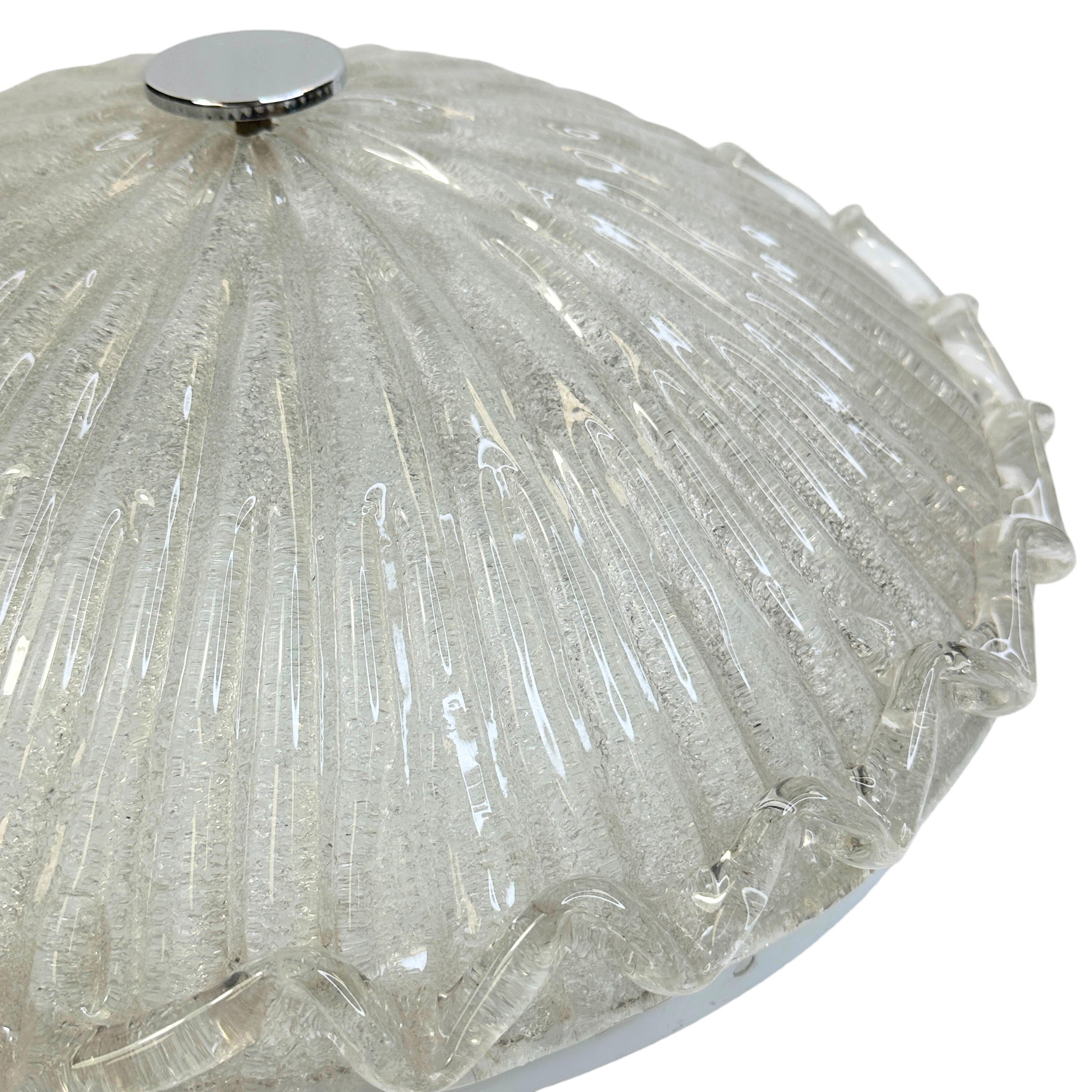 Late 20th Century Beautiful Clear Murano Glass Flush Mount Venini Style 1970s, Italy For Sale