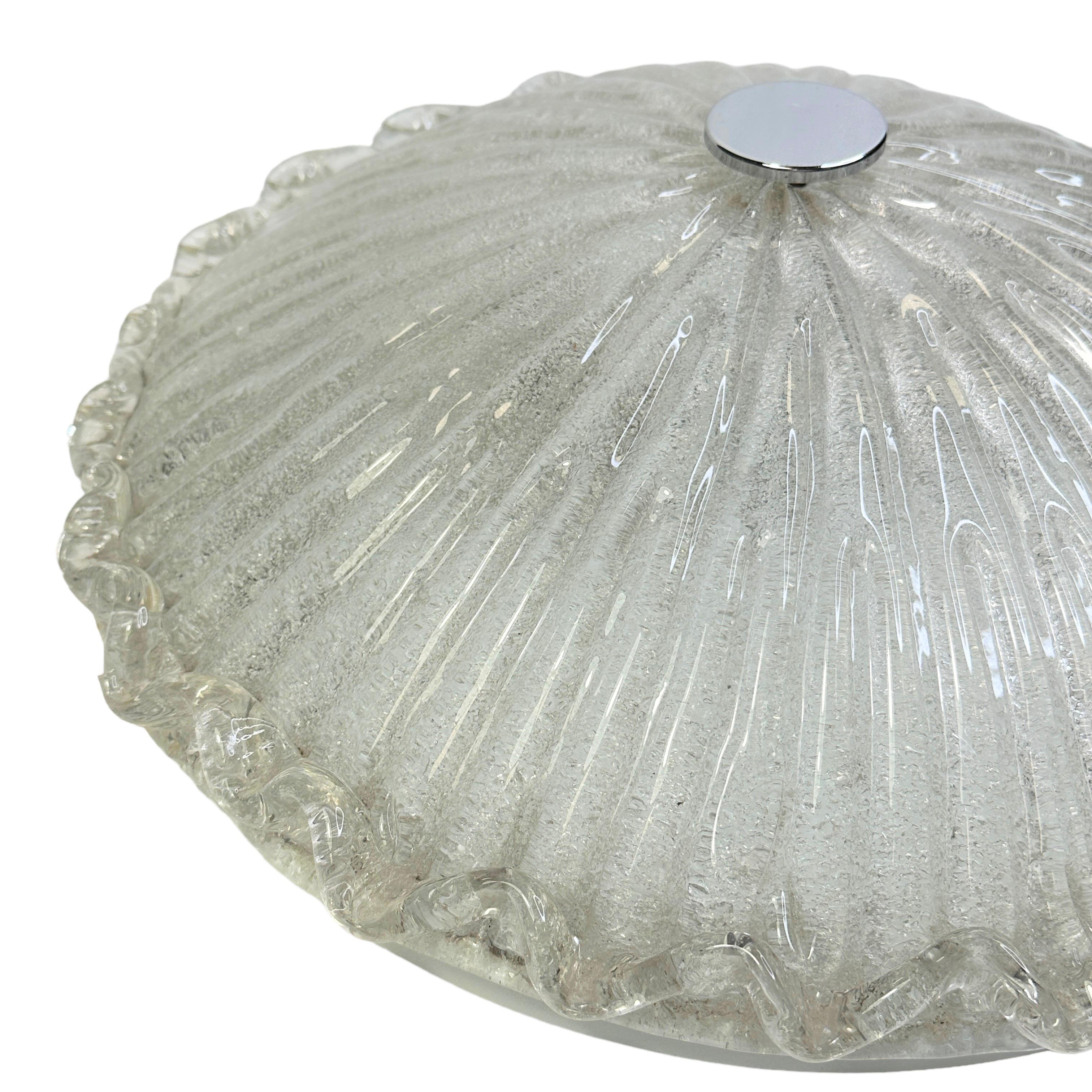 Beautiful Clear Murano Glass Flush Mount Venini Style 1970s, Italy For Sale 1