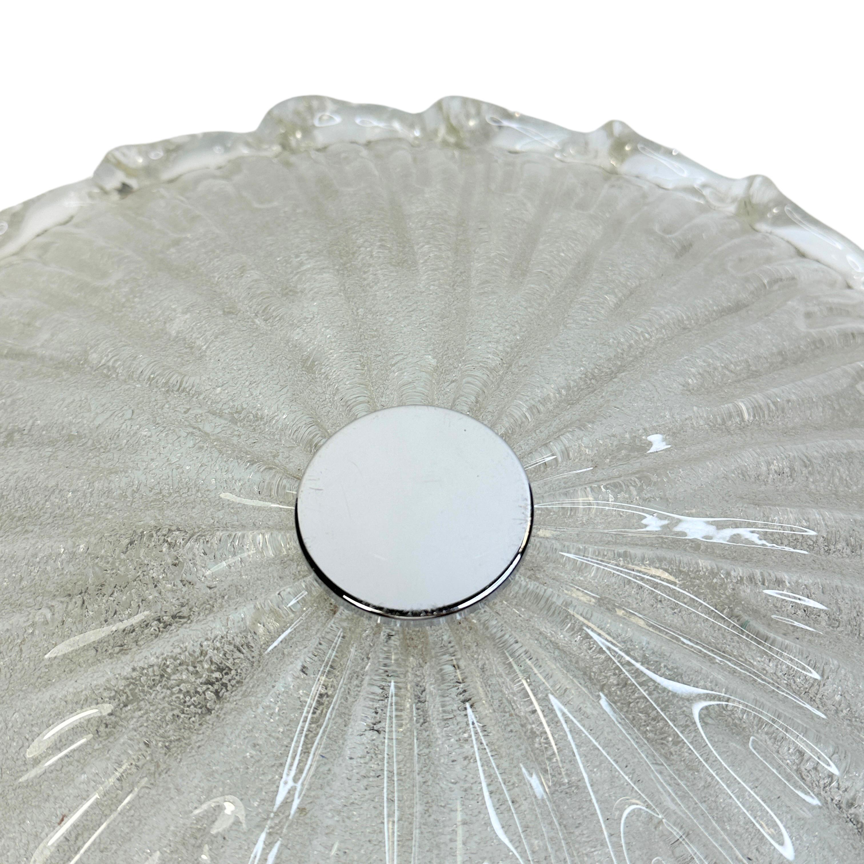 Beautiful Clear Murano Glass Flush Mount Venini Style 1970s, Italy For Sale 2