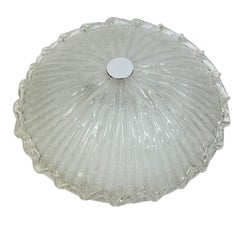 Vintage Beautiful Clear Murano Glass Flush Mount Venini Style 1970s, Italy